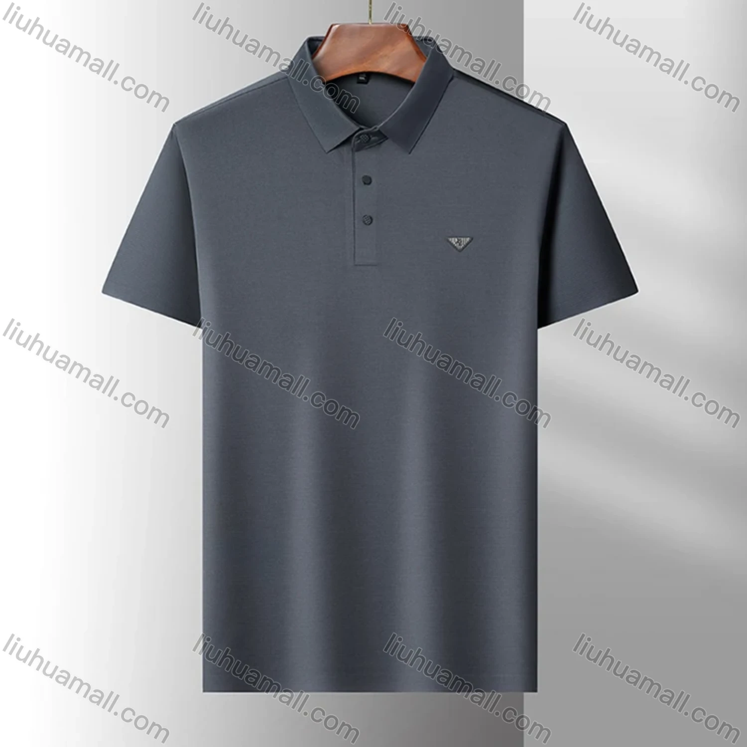 Wholesale Men's Business Plain Label Short Sleeve Split Side Polo Shirt 89305# - Liuhuamall
