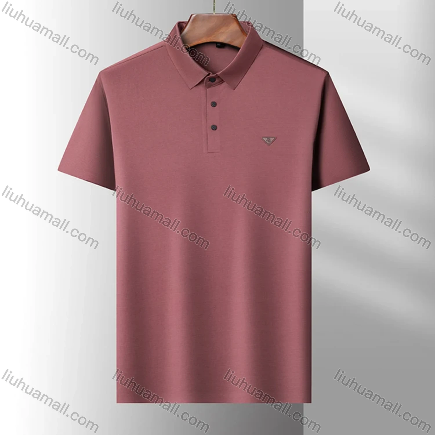 Wholesale Men's Business Plain Label Short Sleeve Split Side Polo Shirt 89305# - Liuhuamall