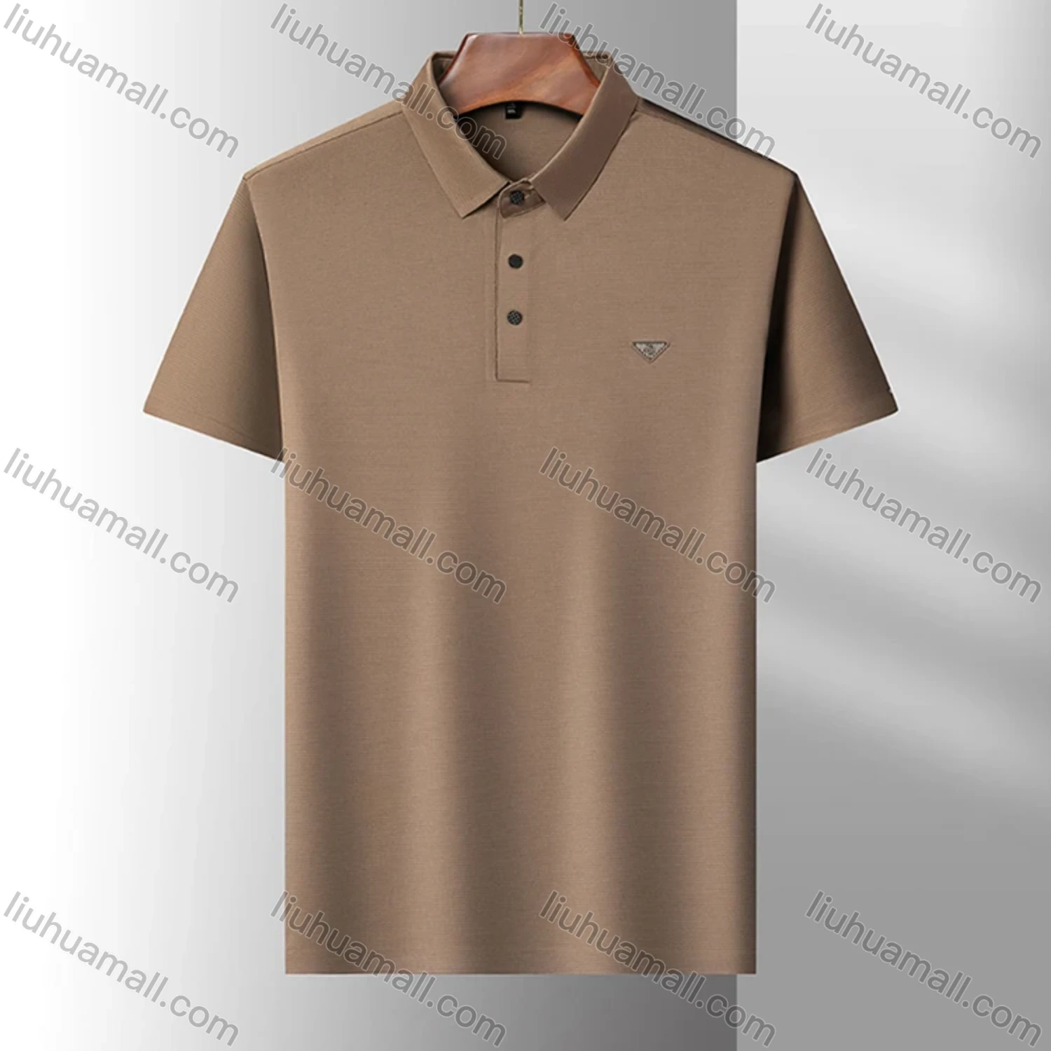 Wholesale Men's Business Plain Label Short Sleeve Split Side Polo Shirt 89305# - Liuhuamall