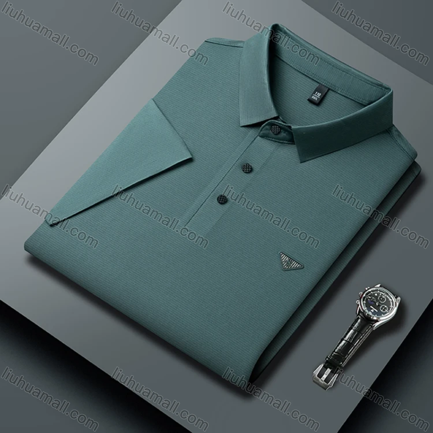 Wholesale Men's Business Plain Label Short Sleeve Split Side Polo Shirt 89305# - Liuhuamall