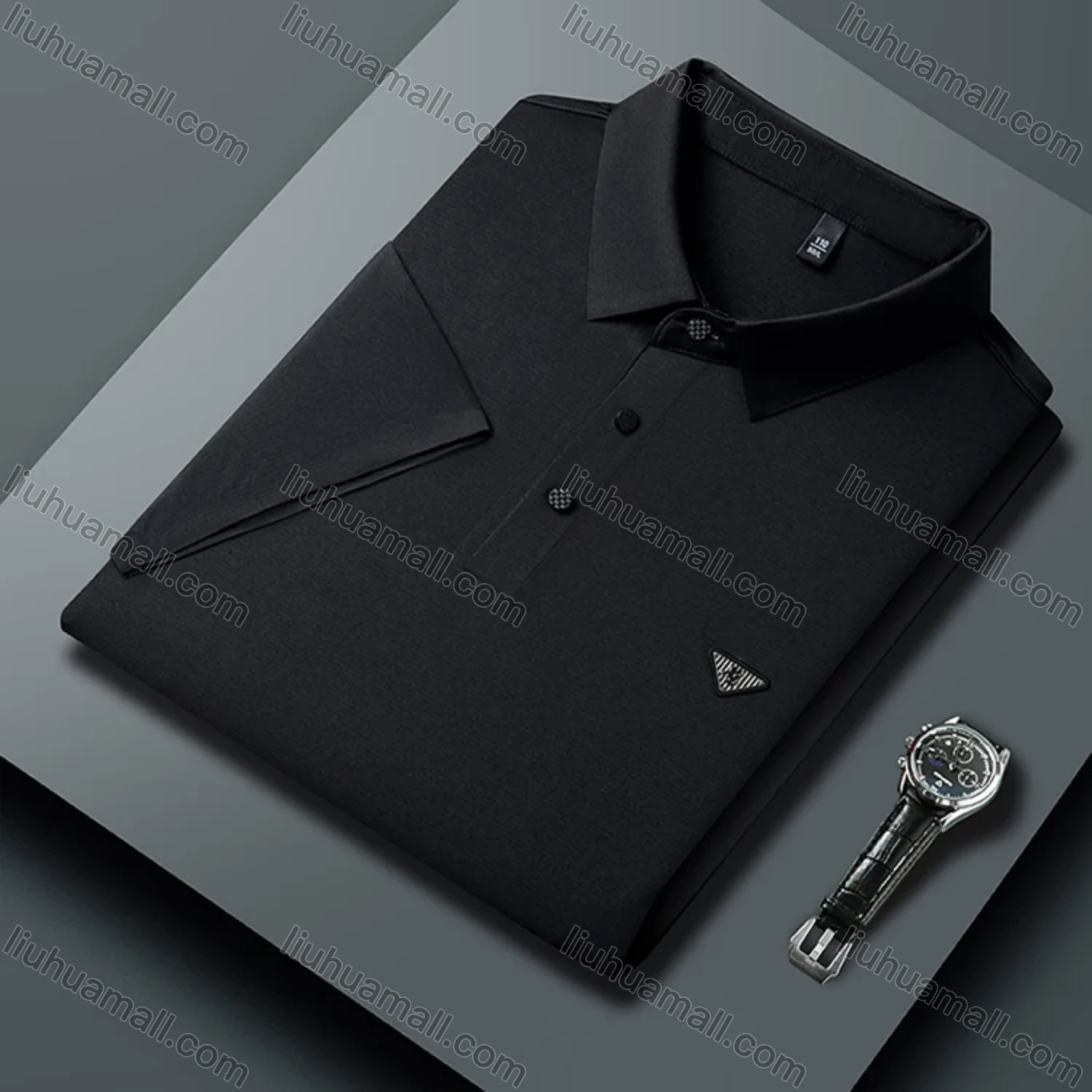 Wholesale Men's Business Plain Label Short Sleeve Split Side Polo Shirt 89305# - Liuhuamall