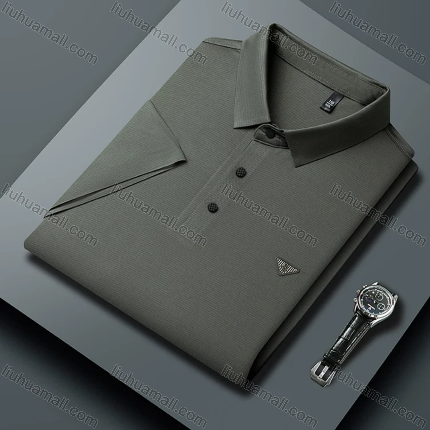 Wholesale Men's Business Plain Label Short Sleeve Split Side Polo Shirt 89305# - Liuhuamall