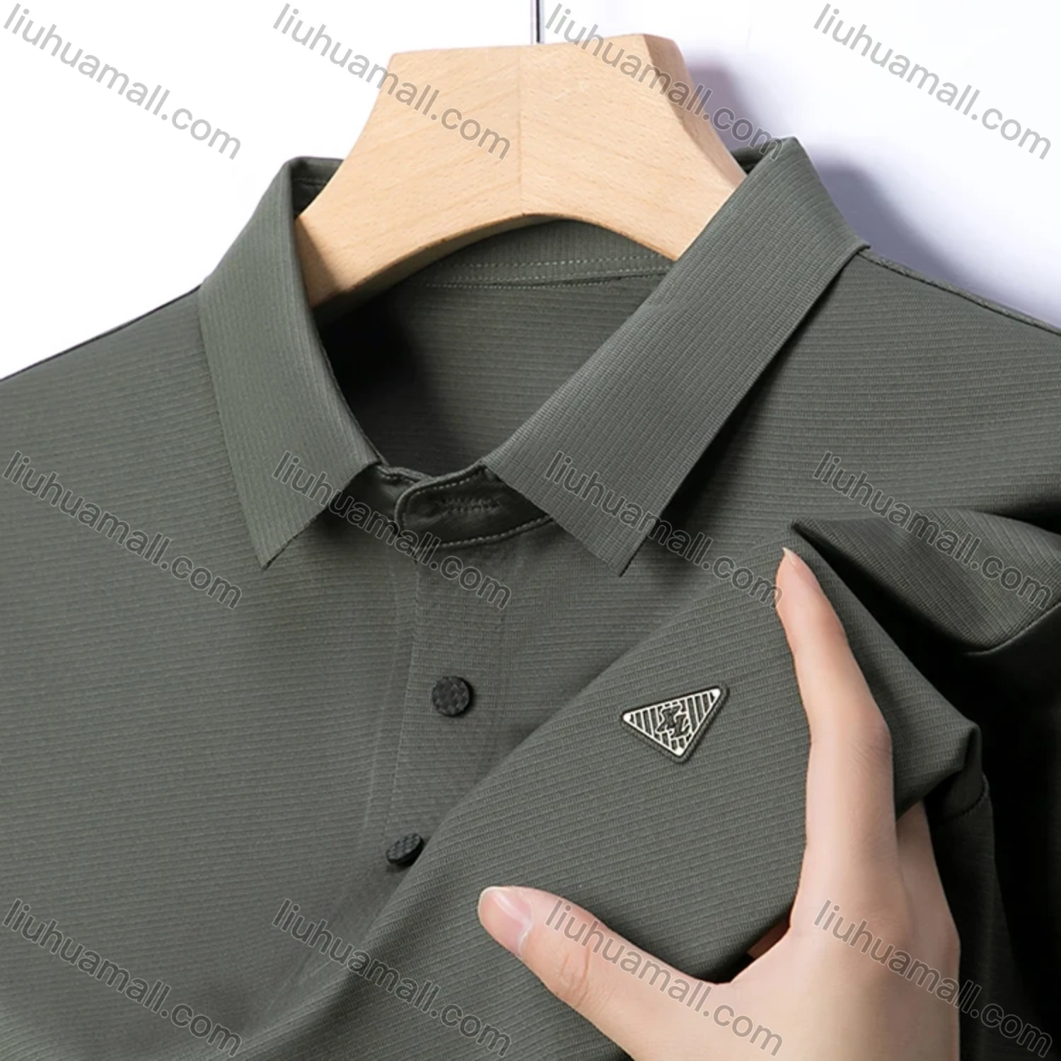 Wholesale Men's Business Plain Label Short Sleeve Split Side Polo Shirt 89305# - Liuhuamall