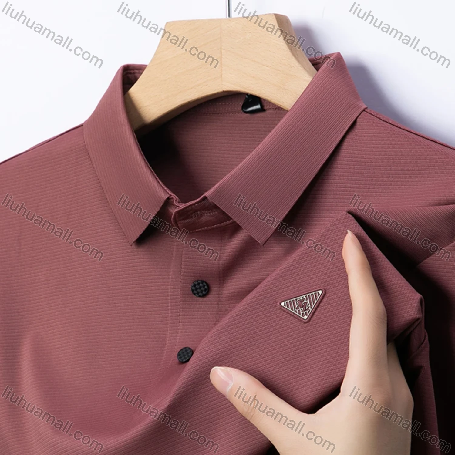 Wholesale Men's Business Plain Label Short Sleeve Split Side Polo Shirt 89305# - Liuhuamall