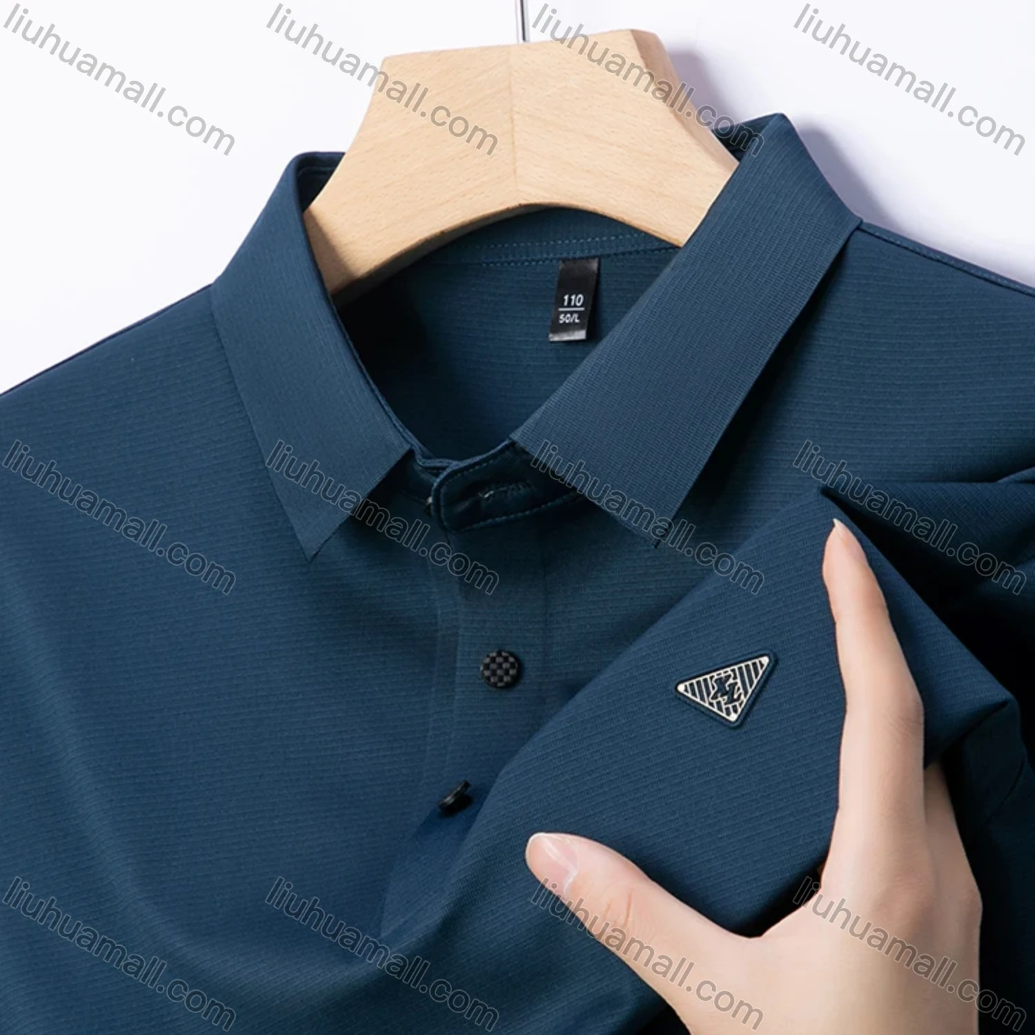 Wholesale Men's Business Plain Label Short Sleeve Split Side Polo Shirt 89305# - Liuhuamall