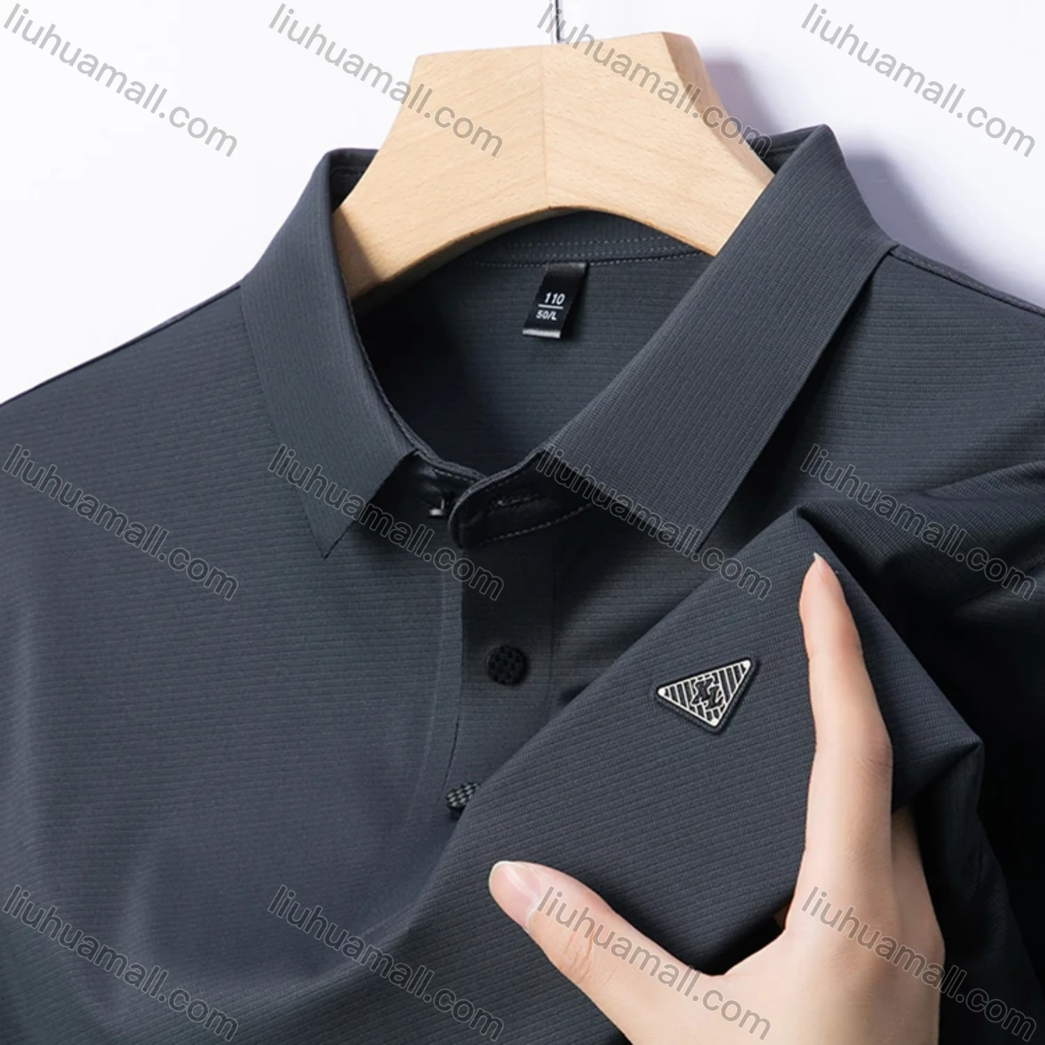 Wholesale Men's Business Plain Label Short Sleeve Split Side Polo Shirt 89305# - Liuhuamall