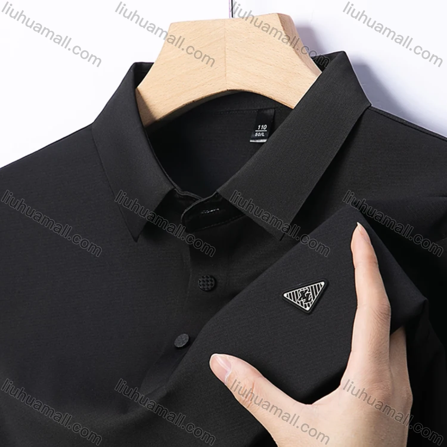 Wholesale Men's Business Plain Label Short Sleeve Split Side Polo Shirt 89305# - Liuhuamall