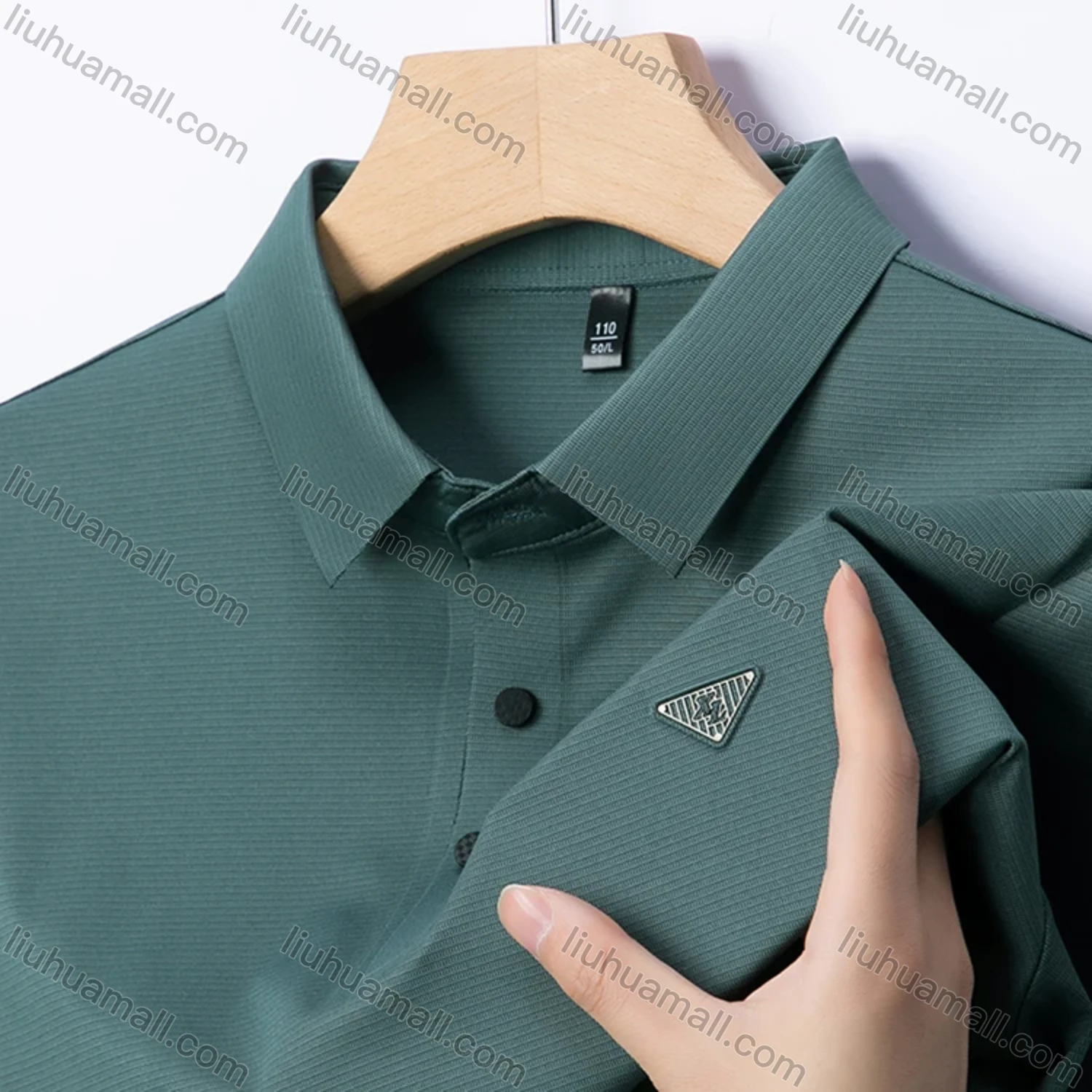Wholesale Men's Business Plain Label Short Sleeve Split Side Polo Shirt 89305# - Liuhuamall