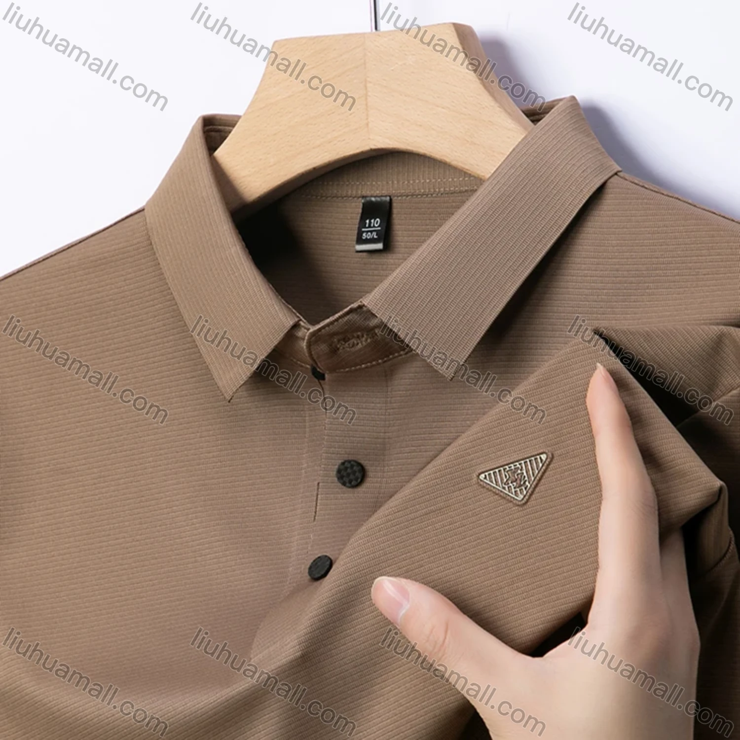 Wholesale Men's Business Plain Label Short Sleeve Split Side Polo Shirt 89305# - Liuhuamall