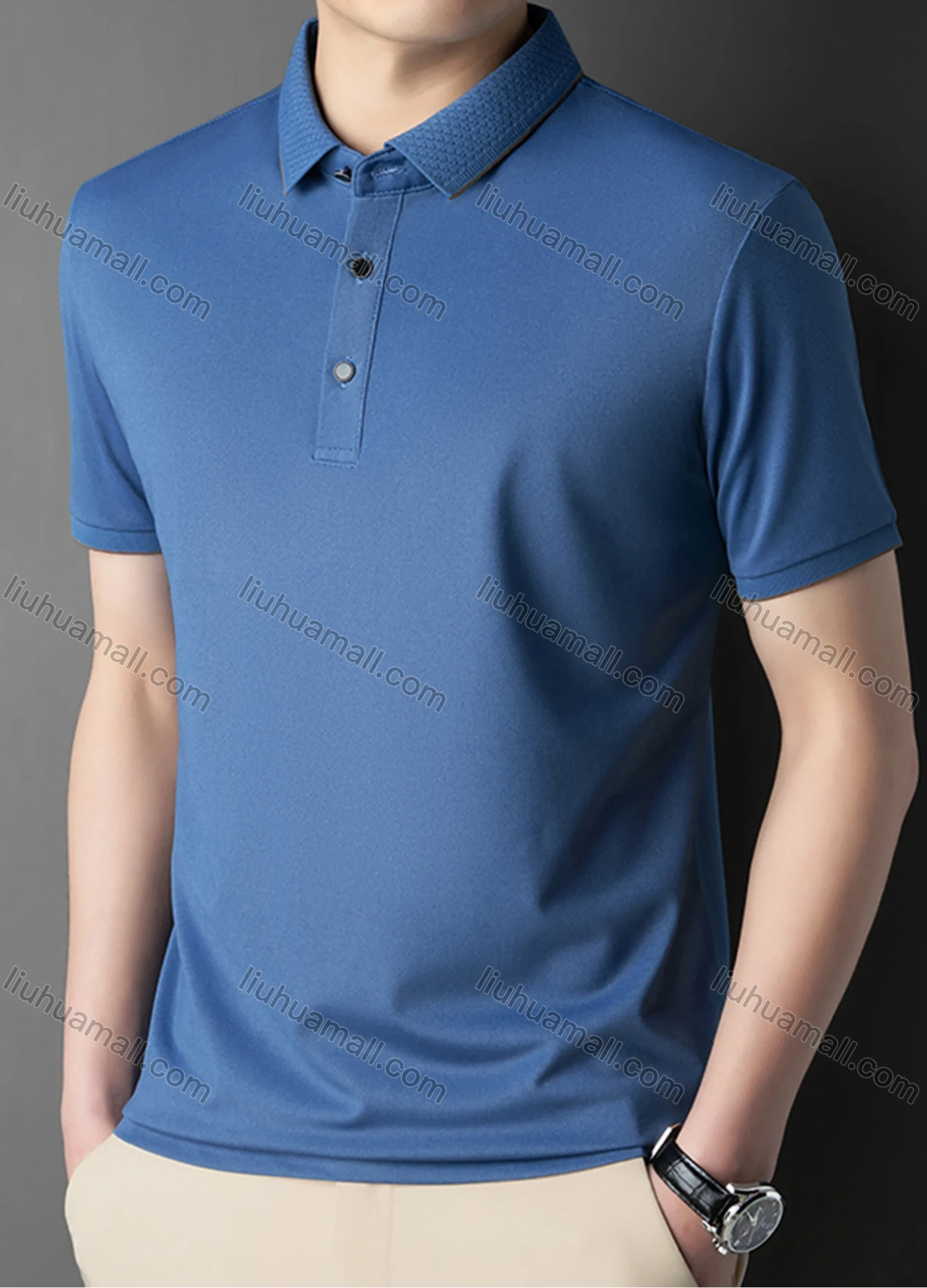 Wholesale Men's Casual Plain Short Sleeve Breathable Polo Shirt 90223# - Liuhuamall