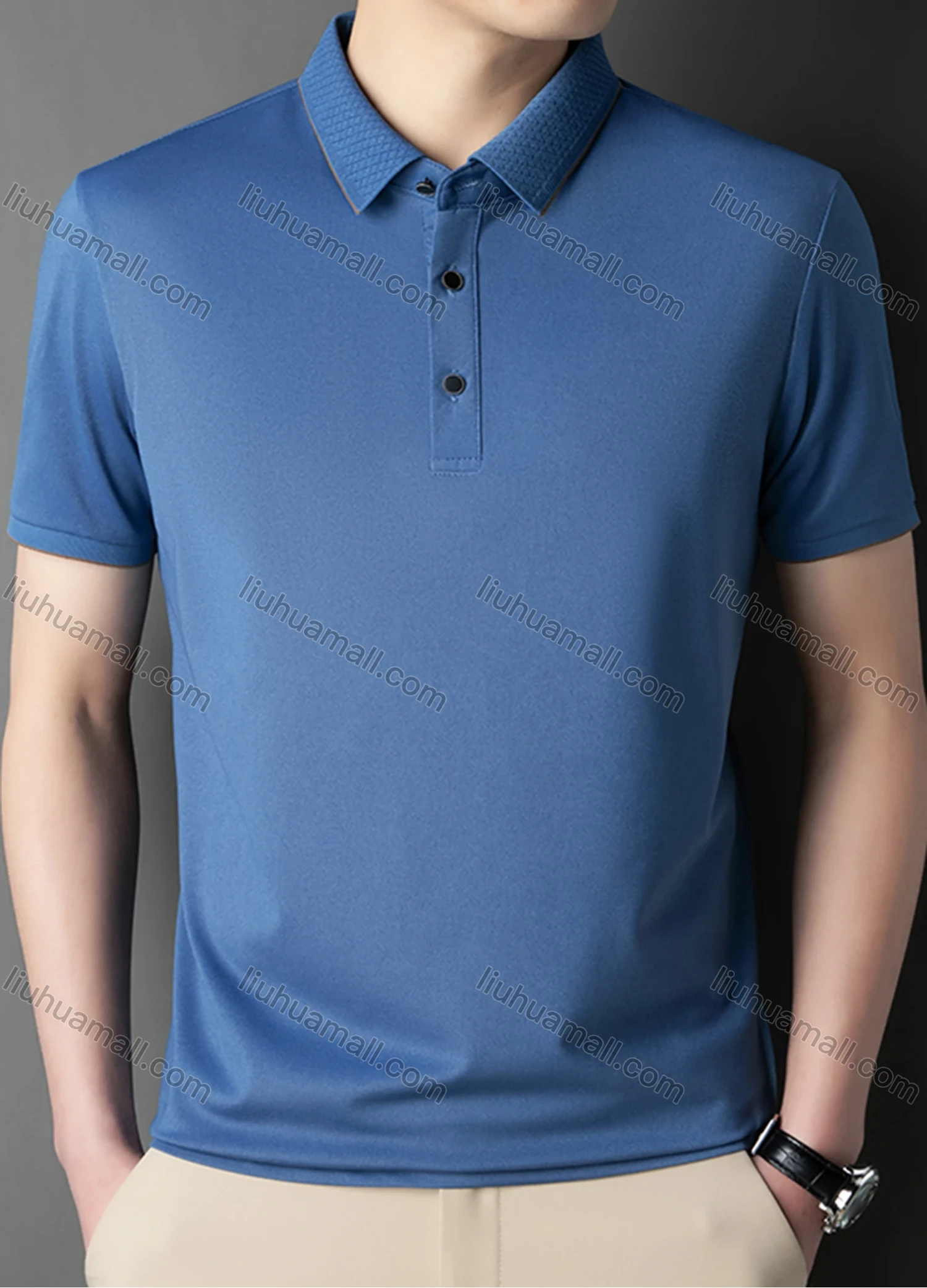 Wholesale Men's Casual Plain Short Sleeve Breathable Polo Shirt 90223# - Liuhuamall