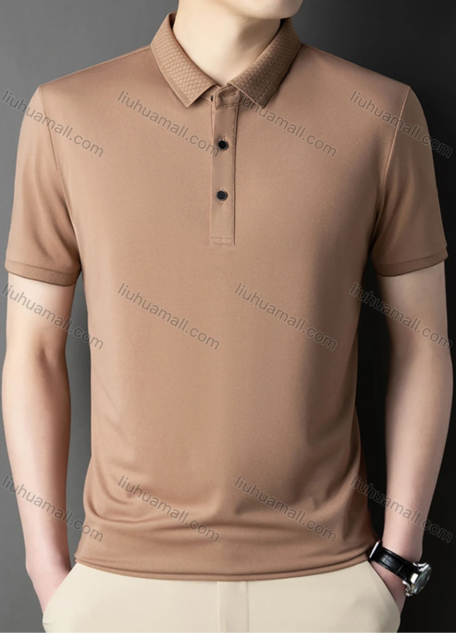Wholesale Men's Casual Plain Short Sleeve Breathable Polo Shirt 90223# - Liuhuamall