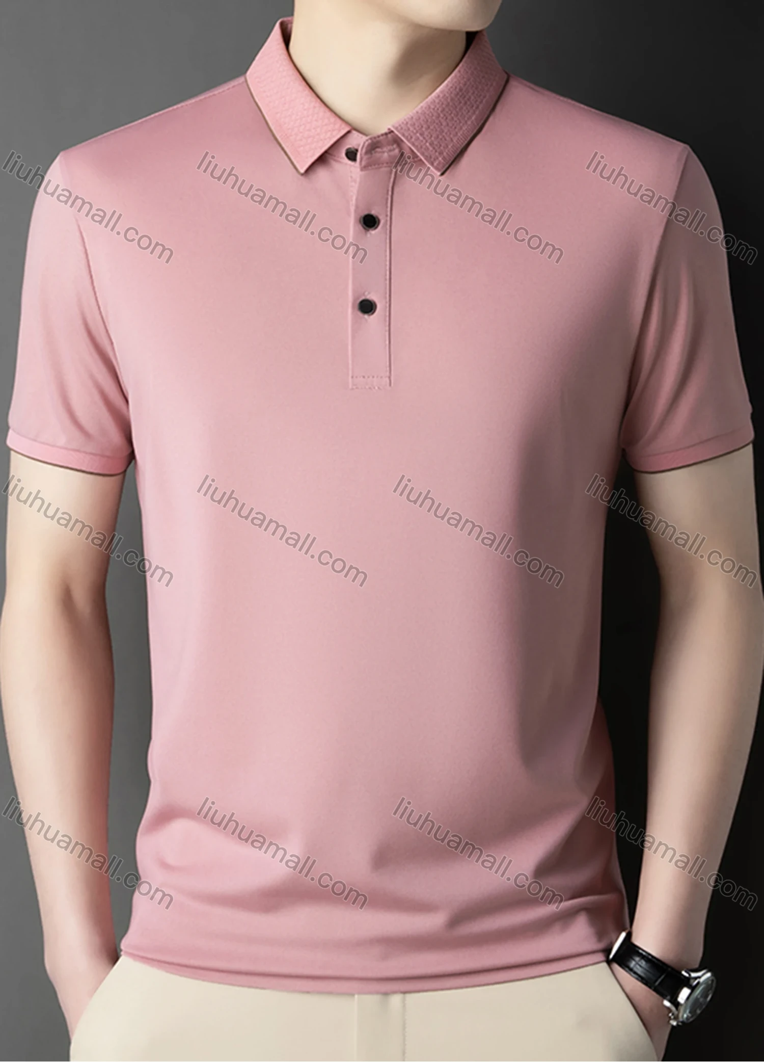 Wholesale Men's Casual Plain Short Sleeve Breathable Polo Shirt 90223# - Liuhuamall