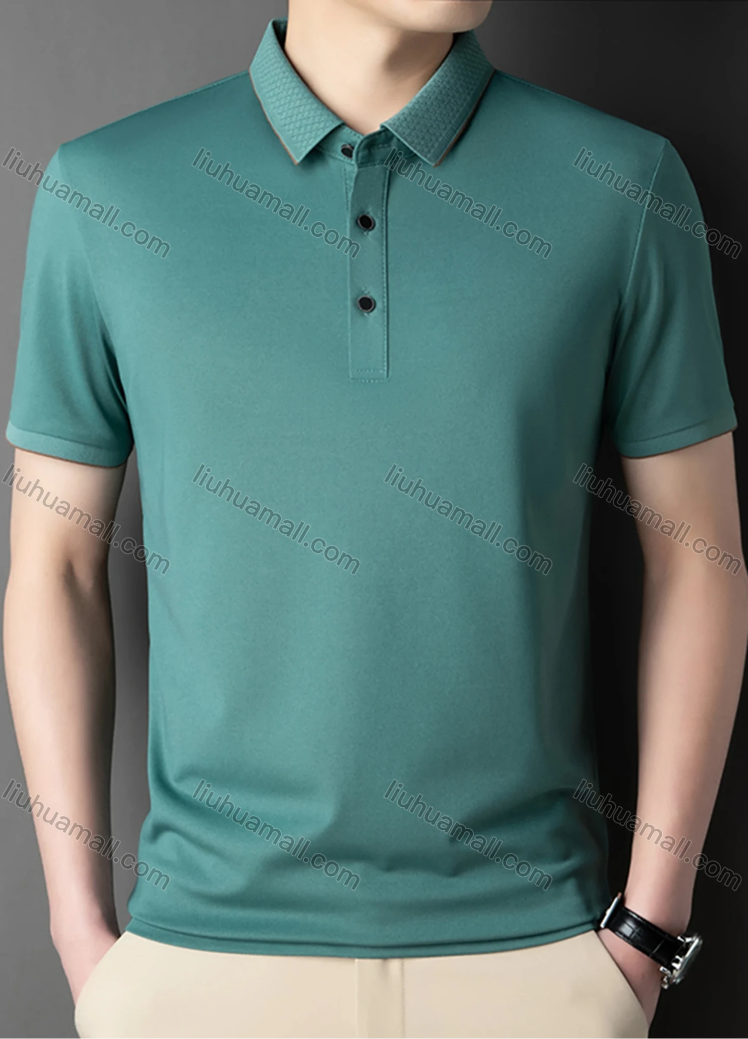 Wholesale Men's Casual Plain Short Sleeve Breathable Polo Shirt 90223# - Liuhuamall