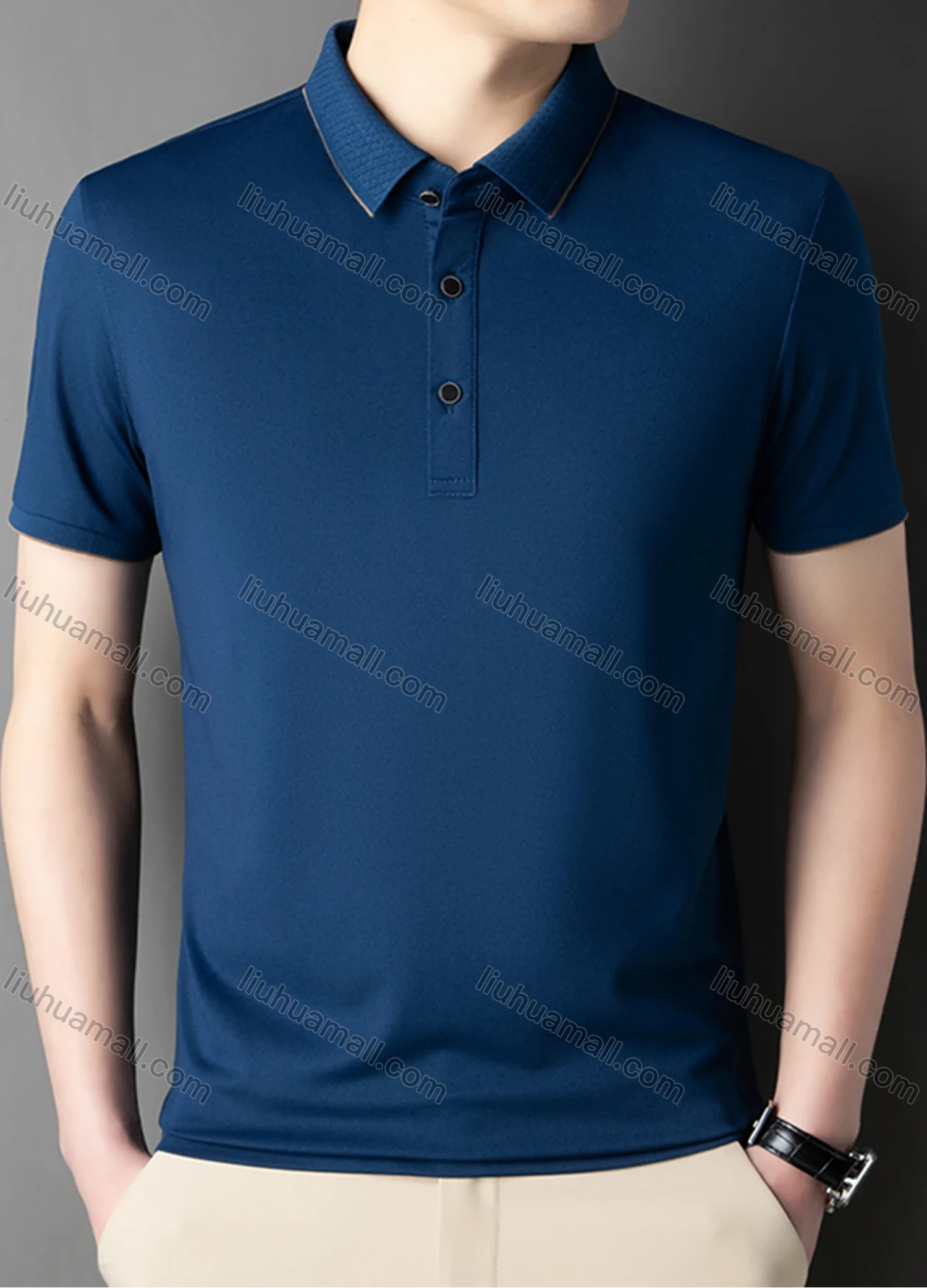 Wholesale Men's Casual Plain Short Sleeve Breathable Polo Shirt 90223# - Liuhuamall