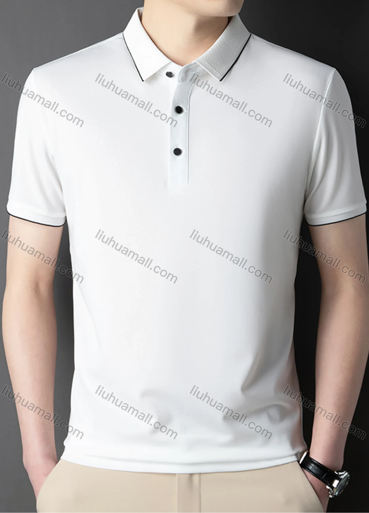Wholesale Men's Casual Plain Short Sleeve Breathable Polo Shirt 90223# - Liuhuamall