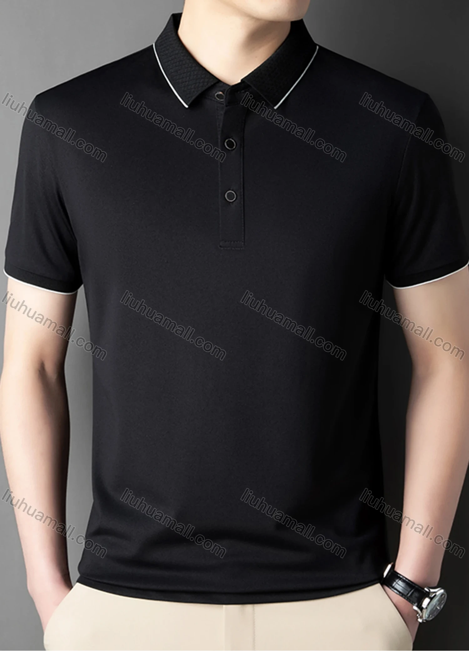 Wholesale Men's Casual Plain Short Sleeve Breathable Polo Shirt 90223# - Liuhuamall