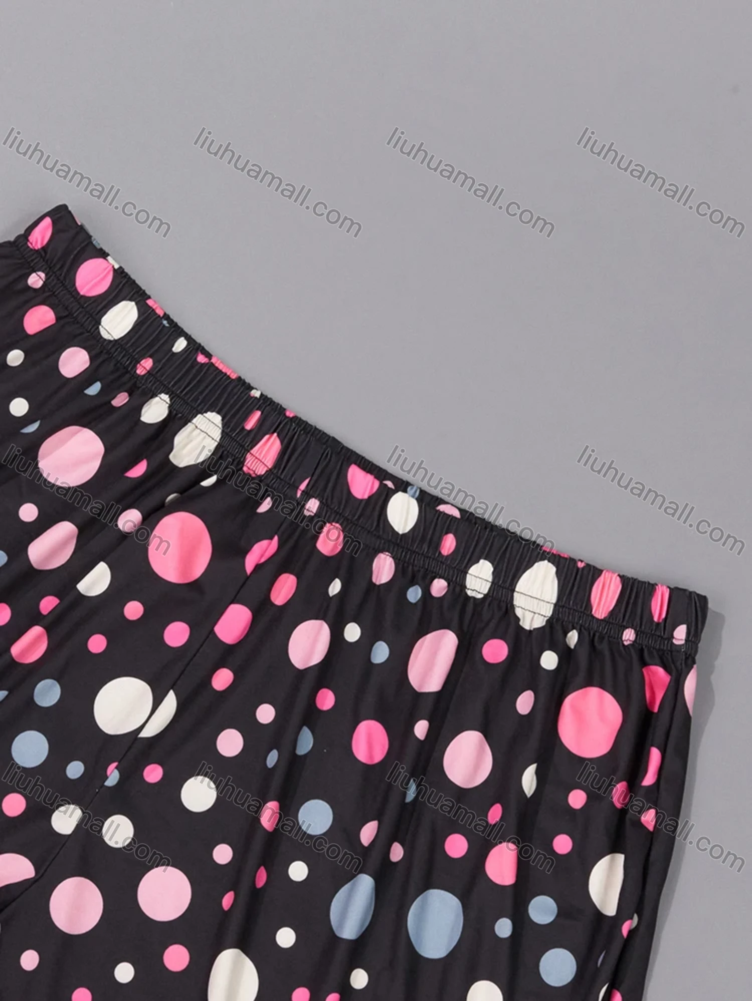 Wholesale Women's Lounge Milk Silk Plain Double Spaghetti Straps Cami Tops & Polka Dot Print Shorts Pajamas Sets DM2207# - Liuhuamall