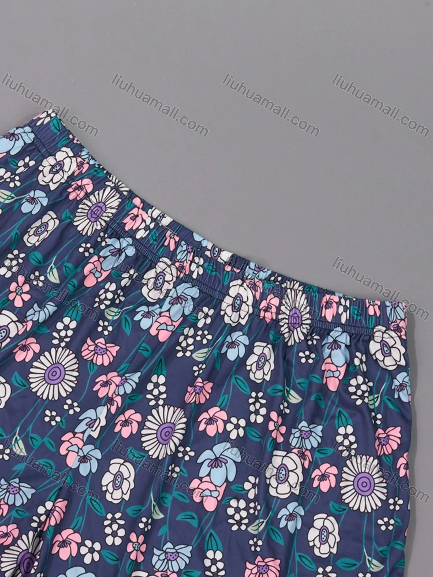 Wholesale Women's Milk Silk Plain Double Spaghetti Straps Cami Tops & Floral Print Shorts Pajamas Sets DM2207-01# - Liuhuamall