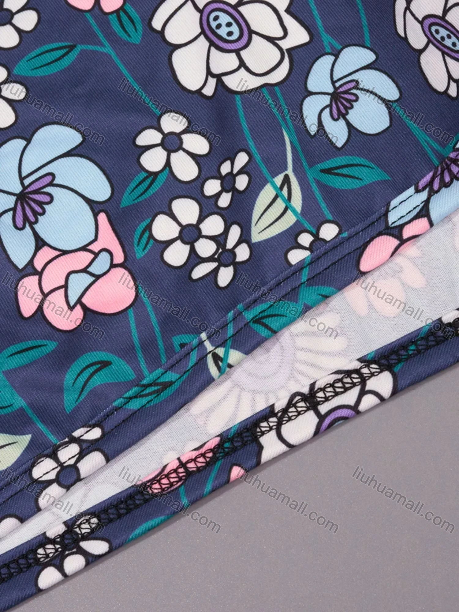 Wholesale Women's Milk Silk Plain Double Spaghetti Straps Cami Tops & Floral Print Shorts Pajamas Sets DM2207-01# - Liuhuamall