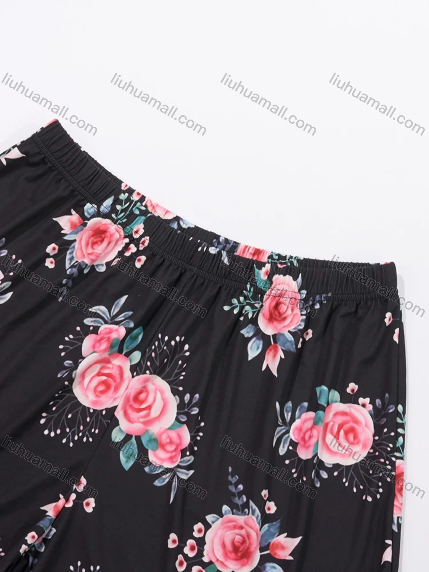 Wholesale Women's Lounge Milk Silk Plain Double Spaghetti Straps Tops & Floral Print Shorts Pajamas Sets DM2207-02# - Liuhuamall