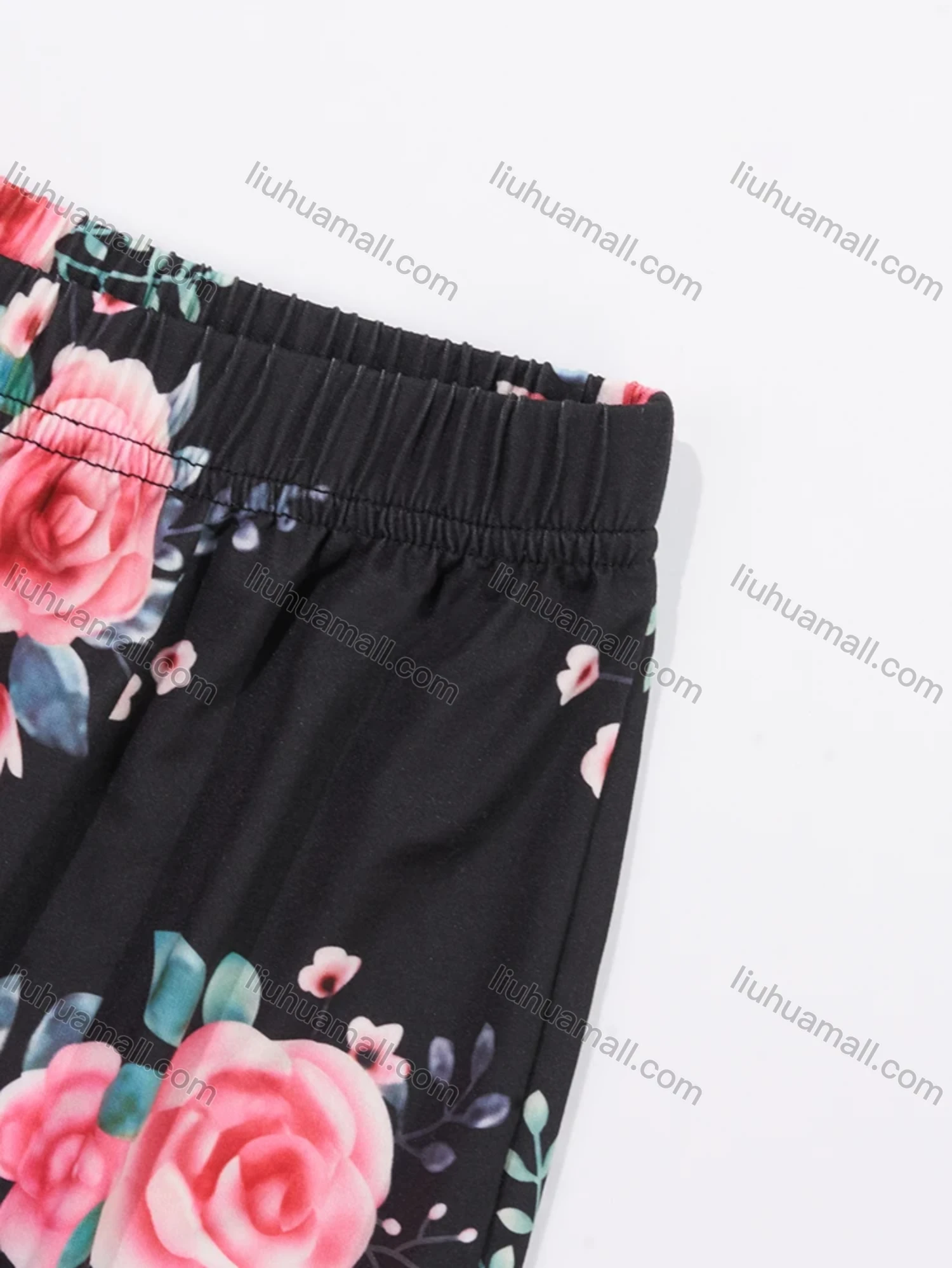 Wholesale Women's Lounge Milk Silk Plain Double Spaghetti Straps Tops & Floral Print Shorts Pajamas Sets DM2207-02# - Liuhuamall