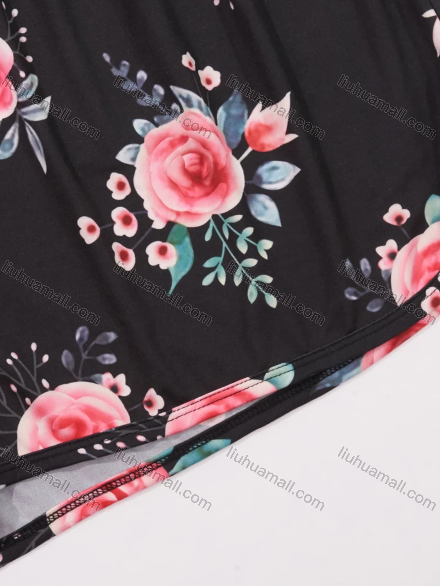 Wholesale Women's Lounge Milk Silk Plain Double Spaghetti Straps Tops & Floral Print Shorts Pajamas Sets DM2207-02# - Liuhuamall