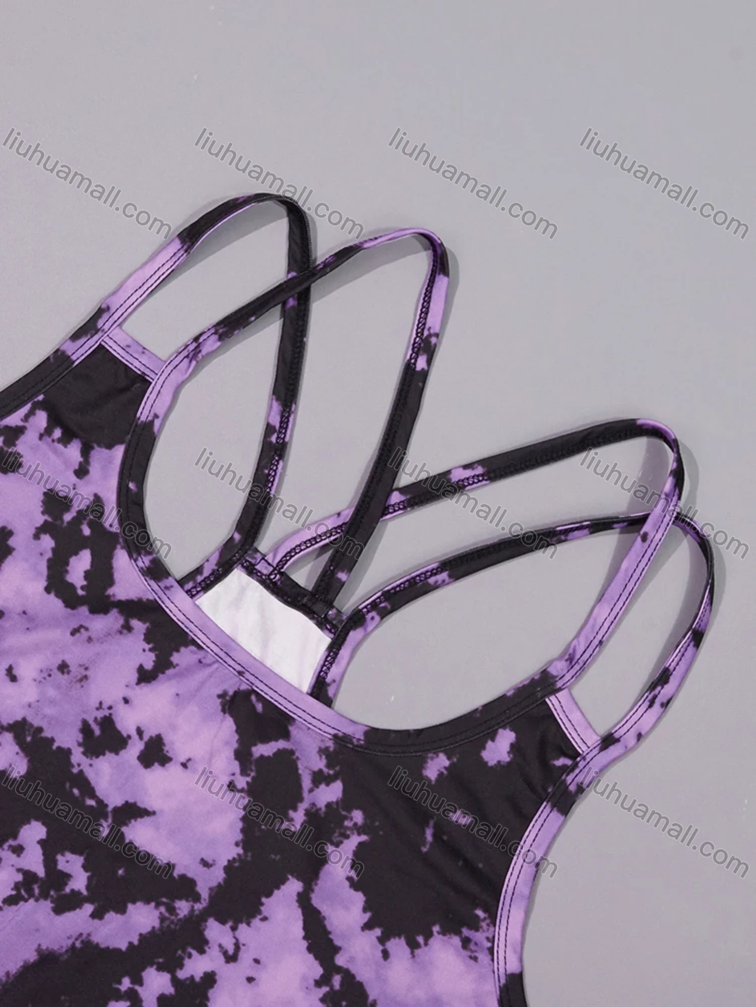 Wholesale Women's Lounge Milk Silk Tie Dye Double Spaghetti Straps Cami Tops & Shorts Pajamas Sets DM2206# - Liuhuamall