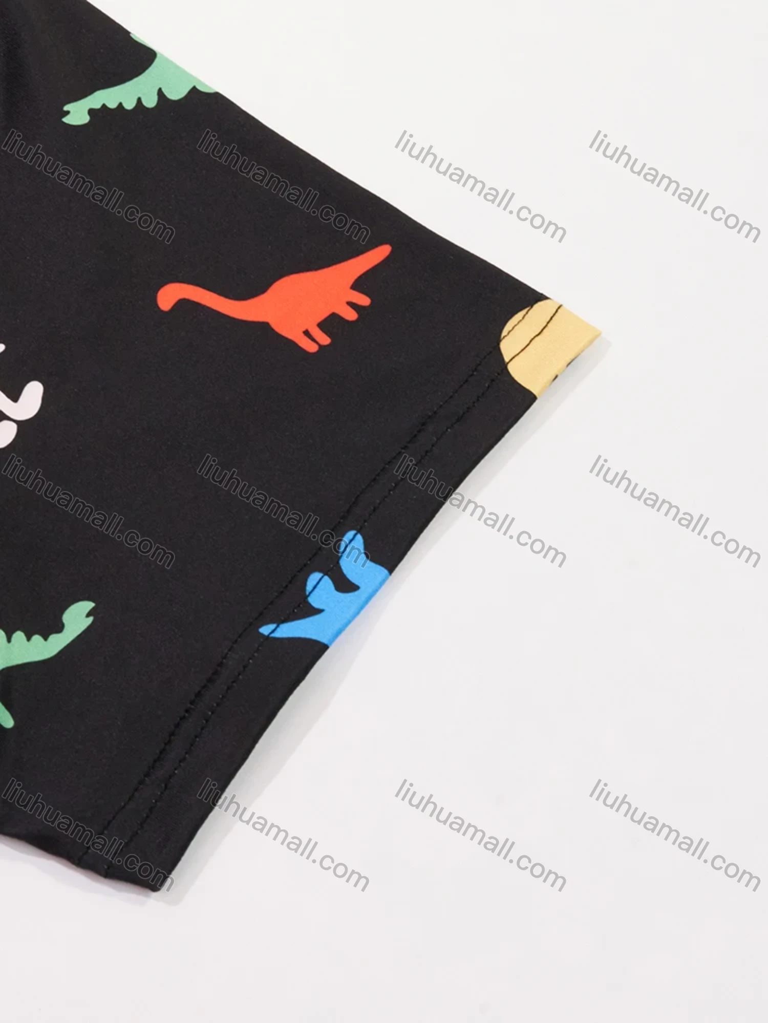 Wholesale Women's Milk Silk Allover Dinosaur Print Short Sleeve Crew Neck Curved Hem Lounge Short Nightdress DM1302-06# - Liuhuamall