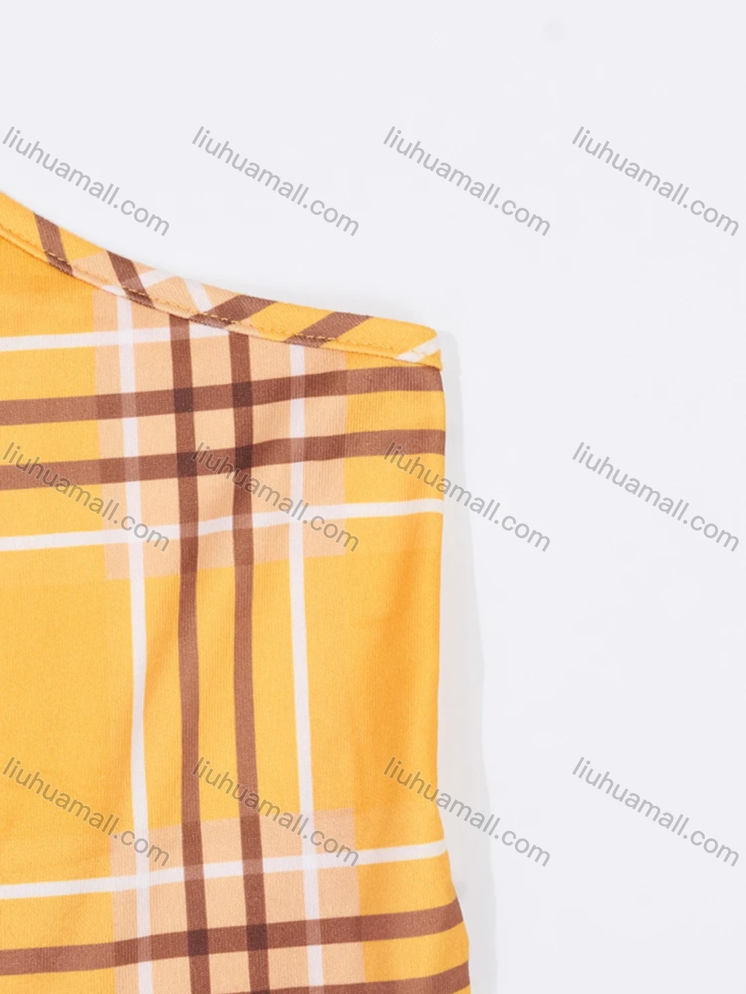 Wholesale Women's Lounge Milk Silk Plaid Print Ruched Cami Tops & Shorts Pajamas Sets DM2121-04# - Liuhuamall