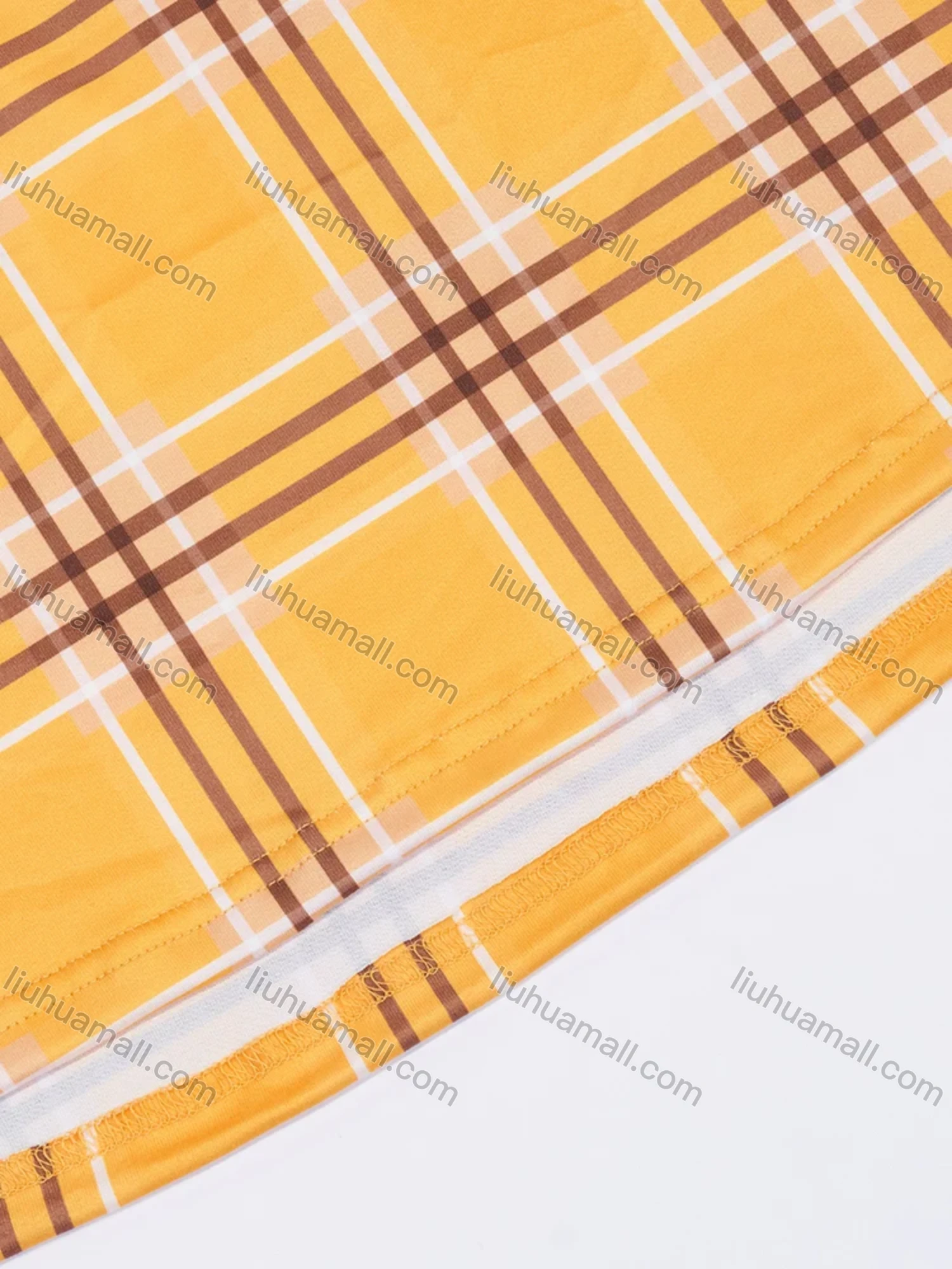 Wholesale Women's Lounge Milk Silk Plaid Print Ruched Cami Tops & Shorts Pajamas Sets DM2121-04# - Liuhuamall