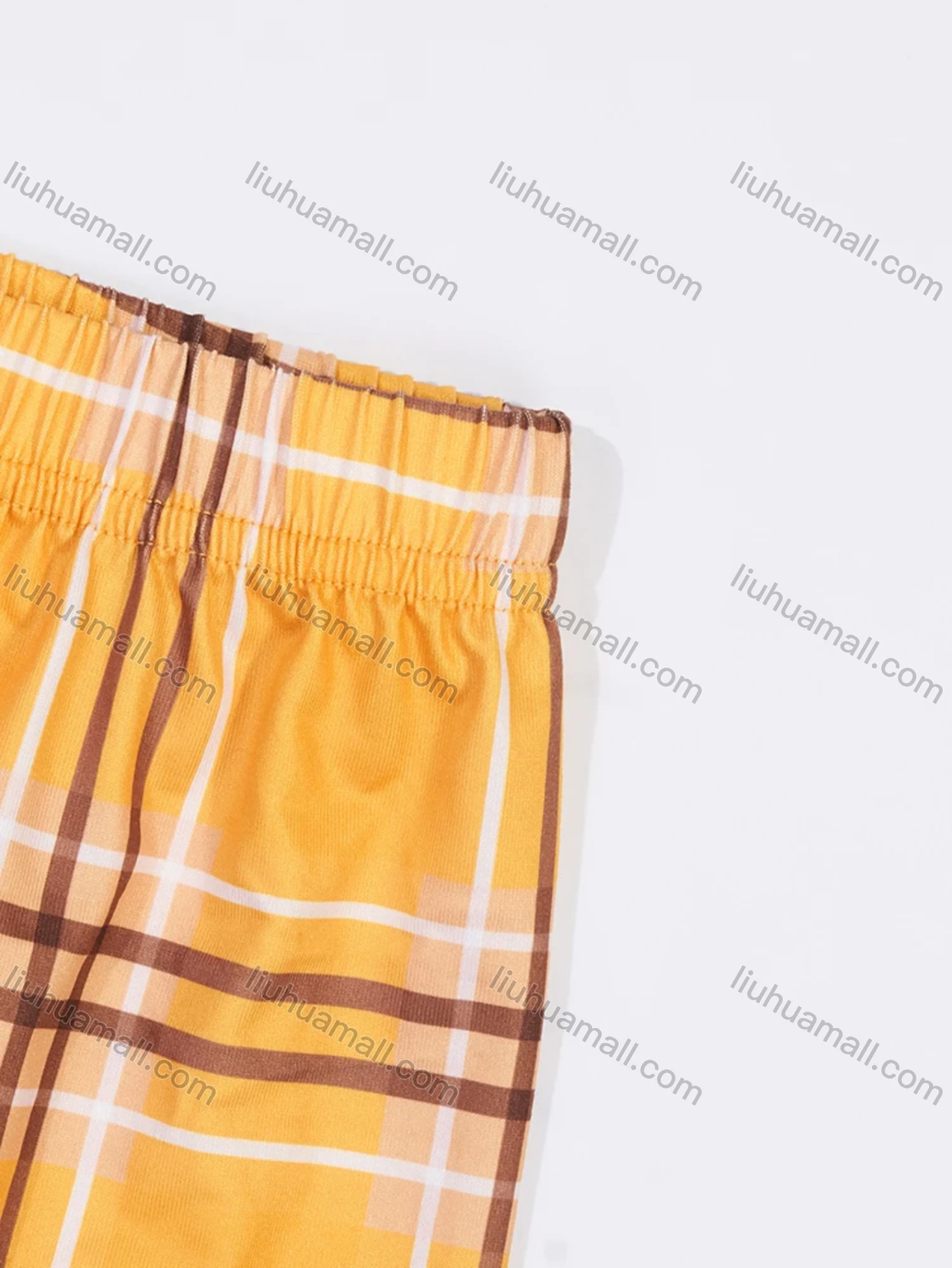 Wholesale Women's Lounge Milk Silk Plaid Print Ruched Cami Tops & Shorts Pajamas Sets DM2121-04# - Liuhuamall