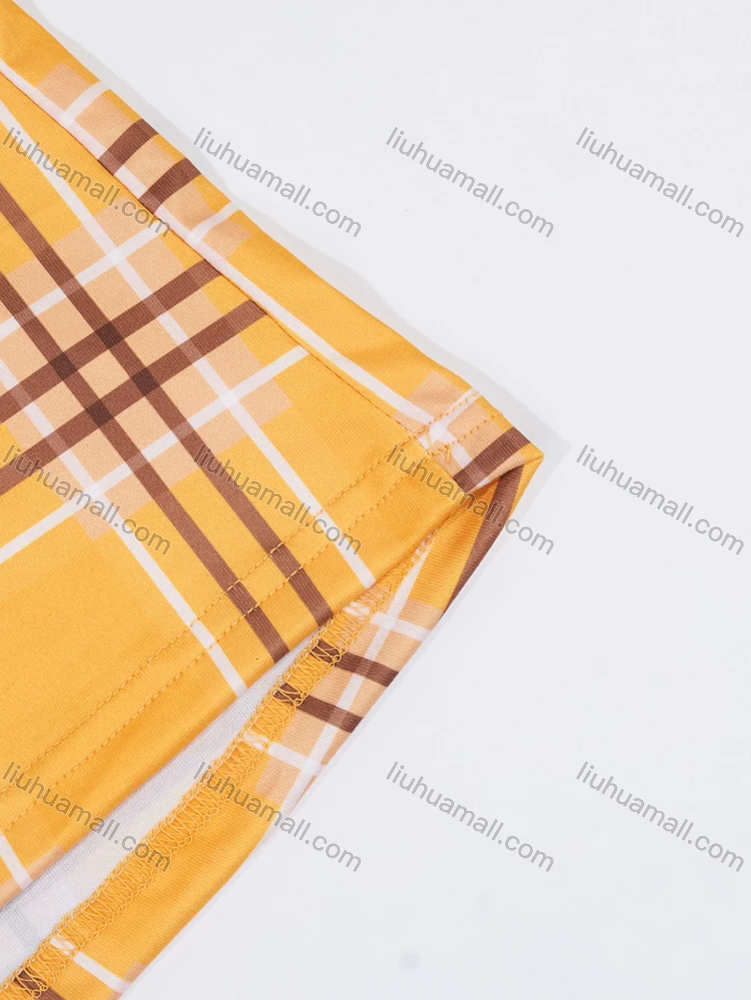 Wholesale Women's Lounge Milk Silk Plaid Print Ruched Cami Tops & Shorts Pajamas Sets DM2121-04# - Liuhuamall