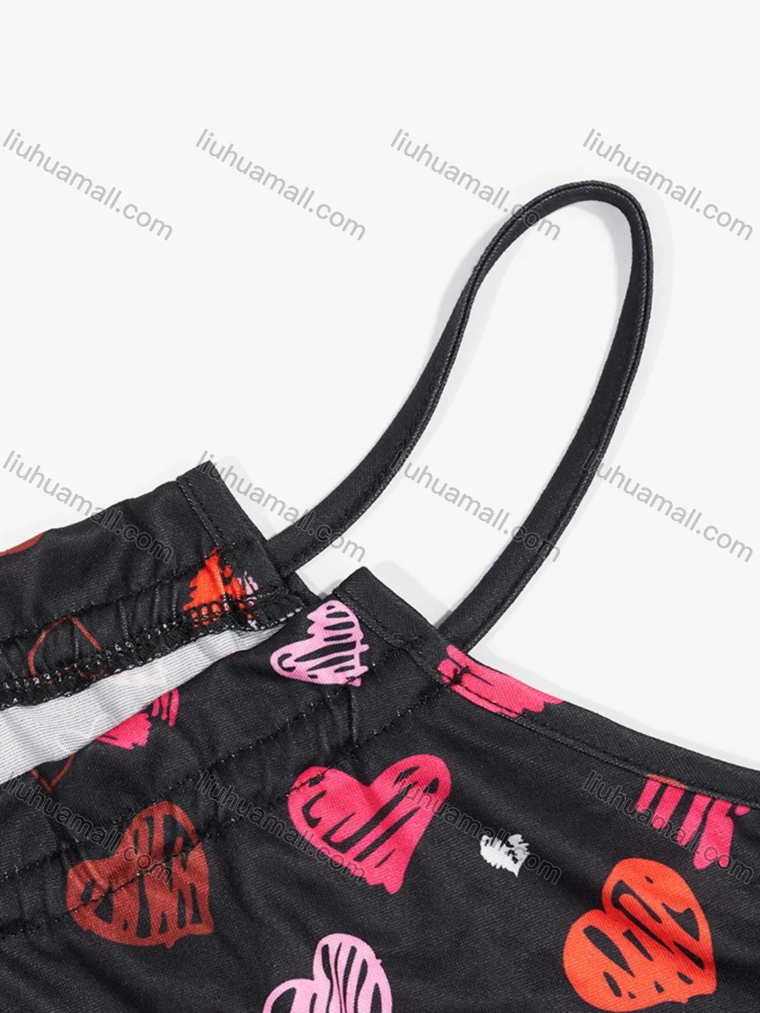 Wholesale Women's Milk Silk Allover Heart Print Drawstring Cami Lounge Midi Nightdress DM1120-03# - Liuhuamall