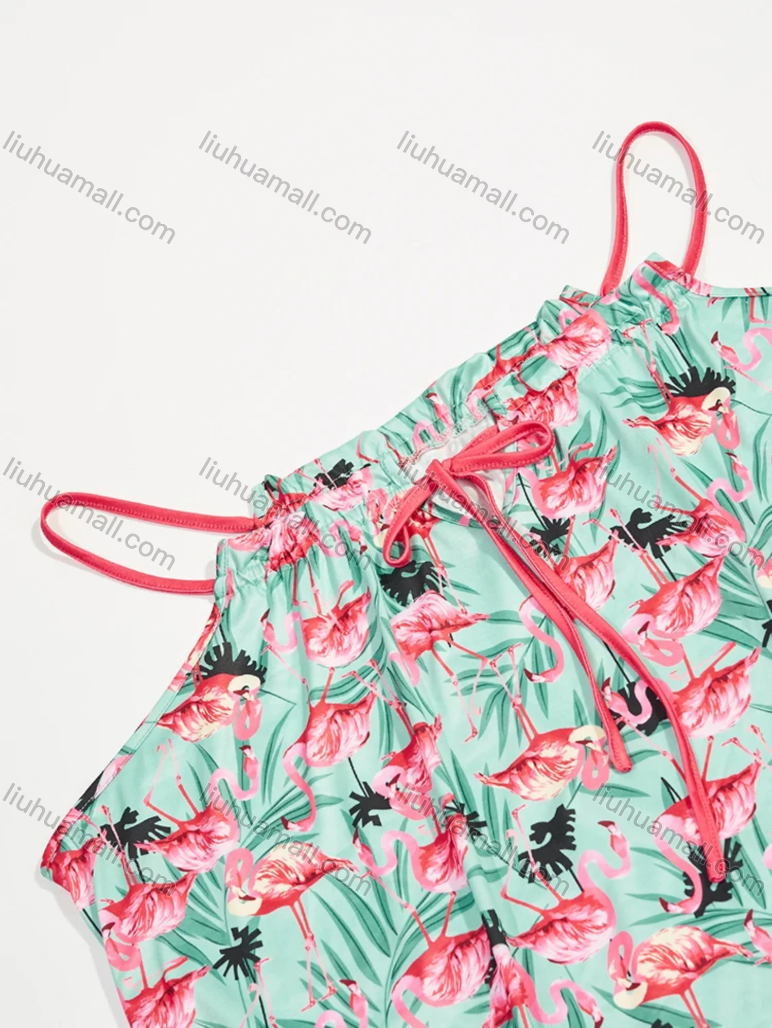 Wholesale Women's Milk Silk Allover Print Drawstring Cami Lounge Midi Nightdress DM1120-01# - Liuhuamall