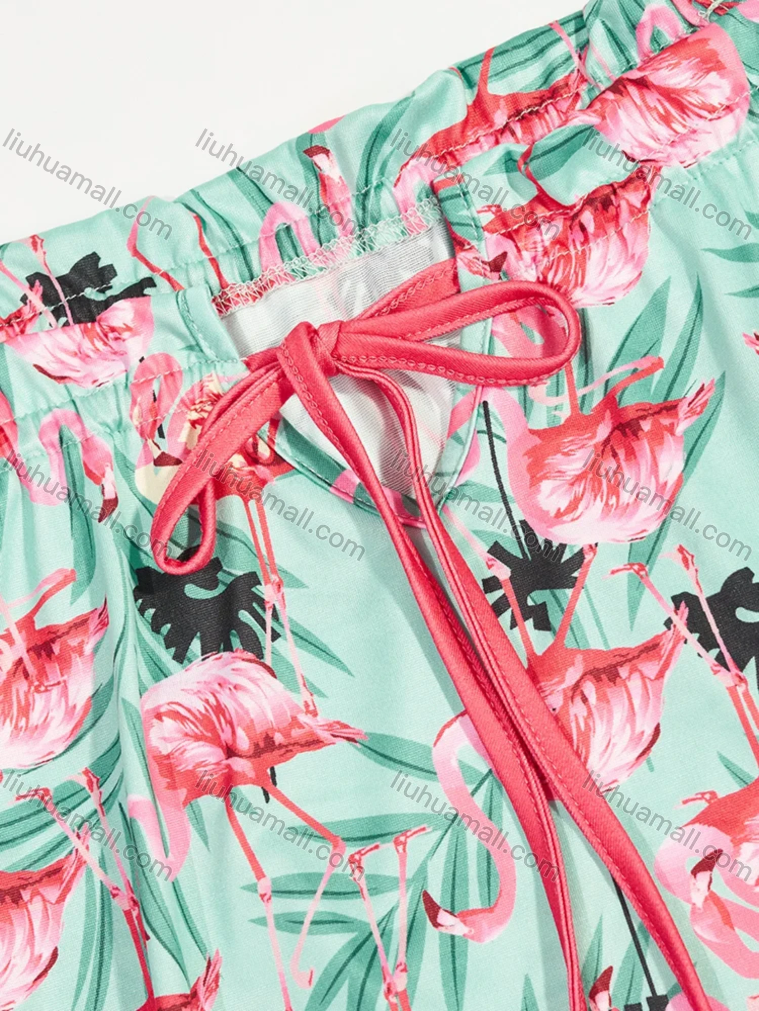 Wholesale Women's Milk Silk Allover Print Drawstring Cami Lounge Midi Nightdress DM1120-01# - Liuhuamall