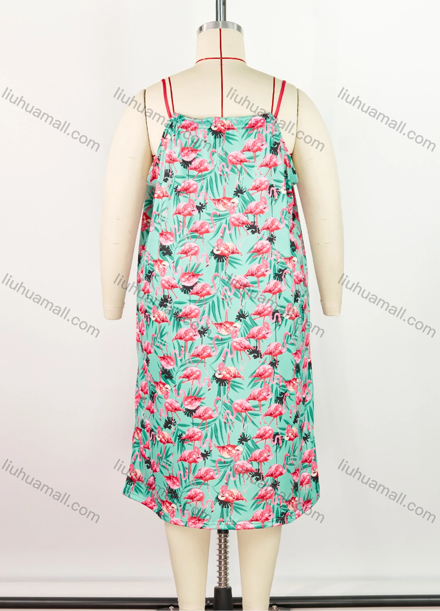 Wholesale Women's Milk Silk Allover Print Drawstring Cami Lounge Midi Nightdress DM1120-01# - Liuhuamall