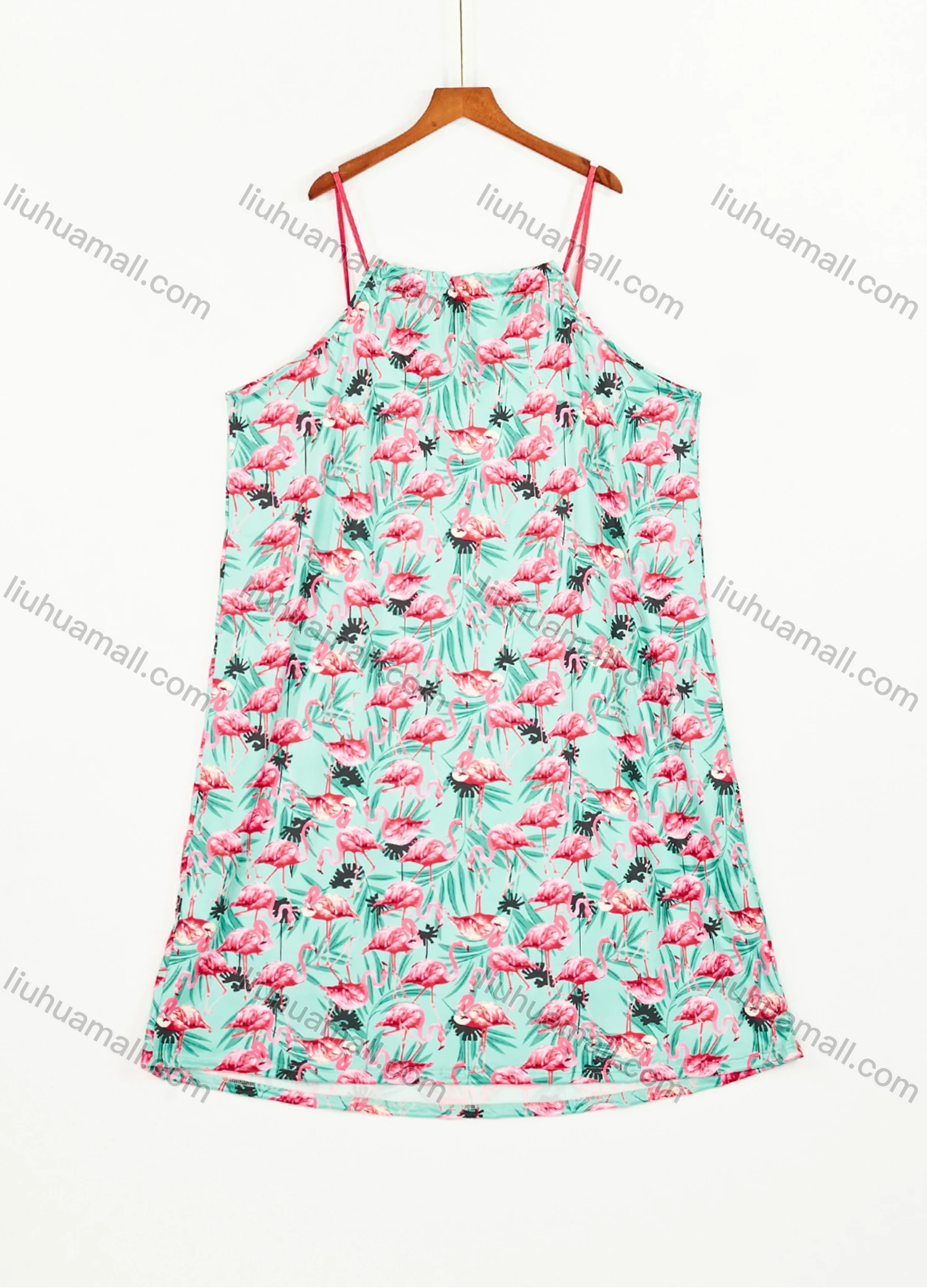 Wholesale Women's Milk Silk Allover Print Drawstring Cami Lounge Midi Nightdress DM1120-01# - Liuhuamall