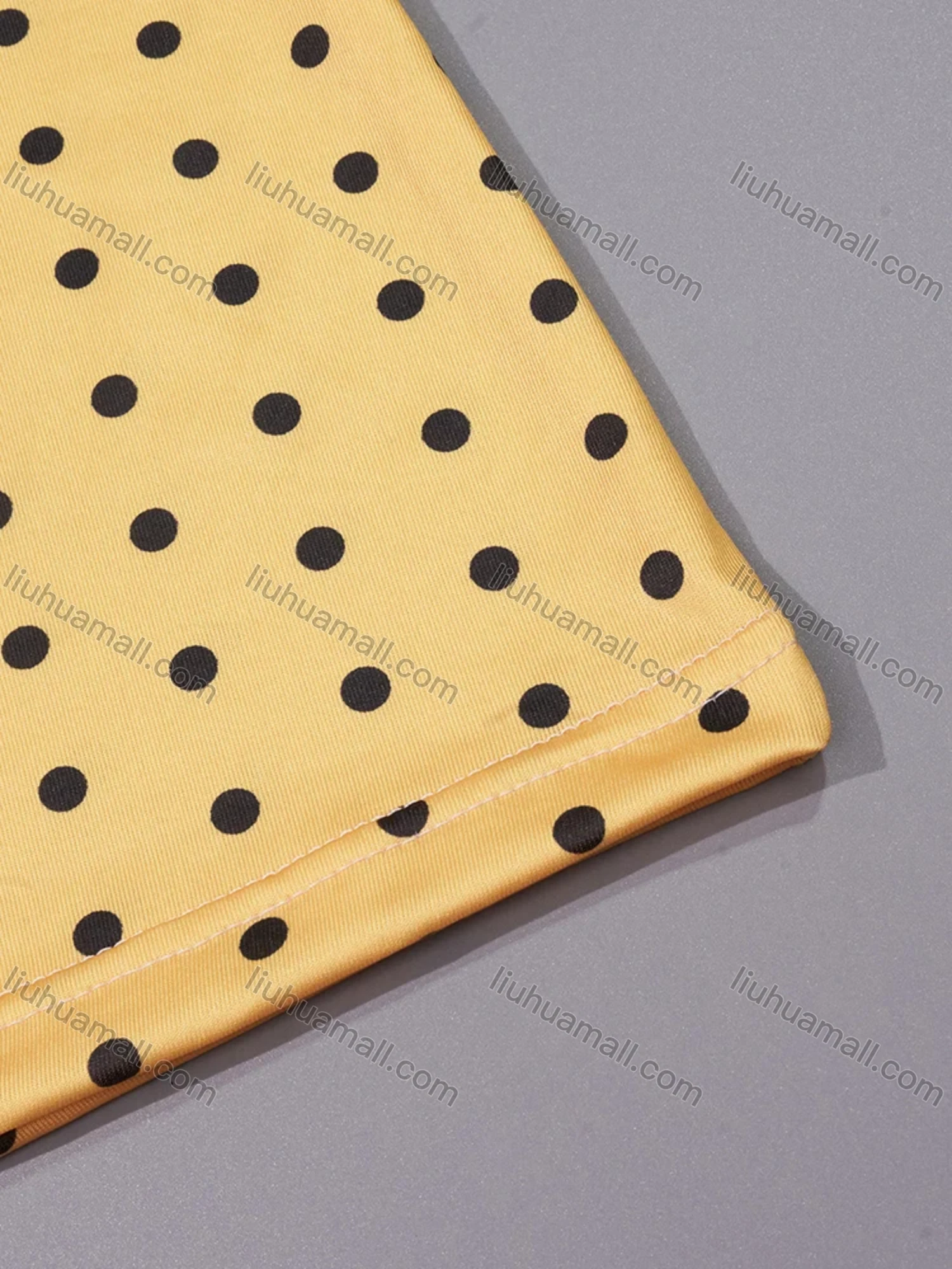 Wholesale Women's Milk Silk Pin Dot Print Splicing Short Sleeve Crew Neck Lounge Midi Nightdress DM1317# - Liuhuamall