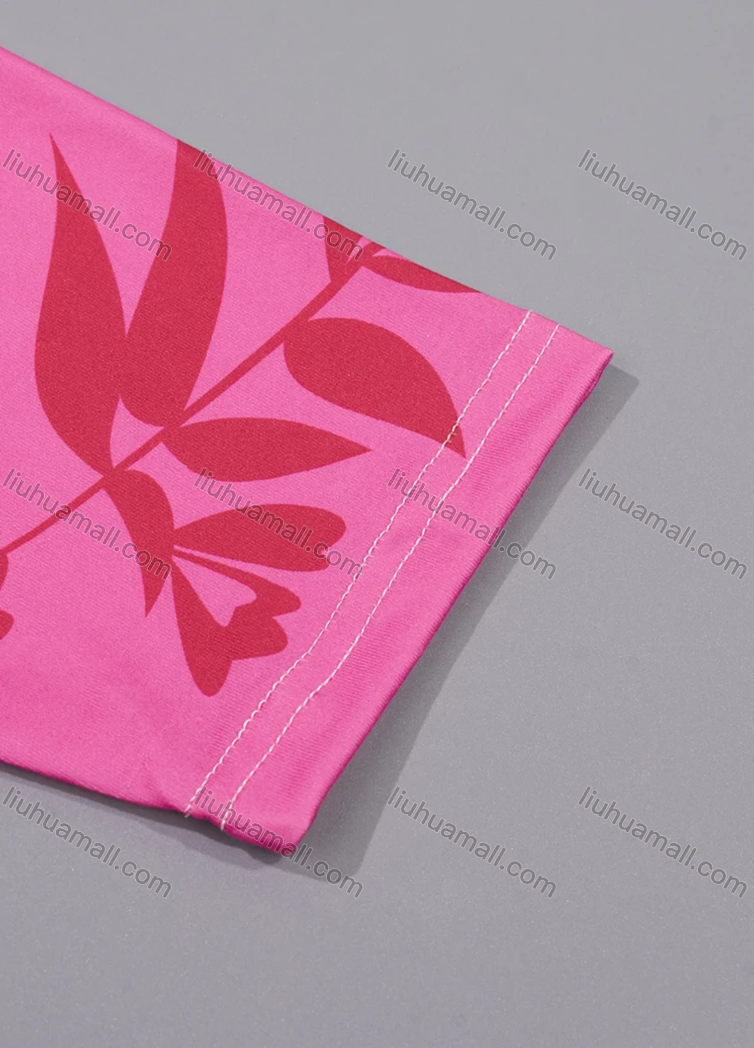 Wholesale Women's Milk Silk Leaf Print Long Sleeve Crew Neck Lounge Midi Nightdress DM1401-02# - Liuhuamall