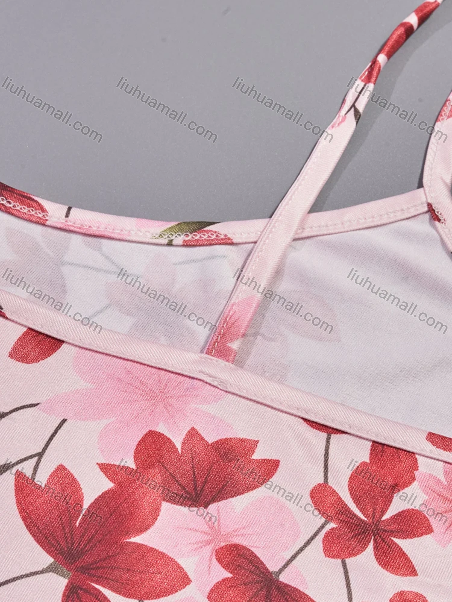 Wholesale Women's Comfy Milk Silk Floral Print Lettuce Trim Cami Lounge Midi Nightdress DM1105-01# - Liuhuamall