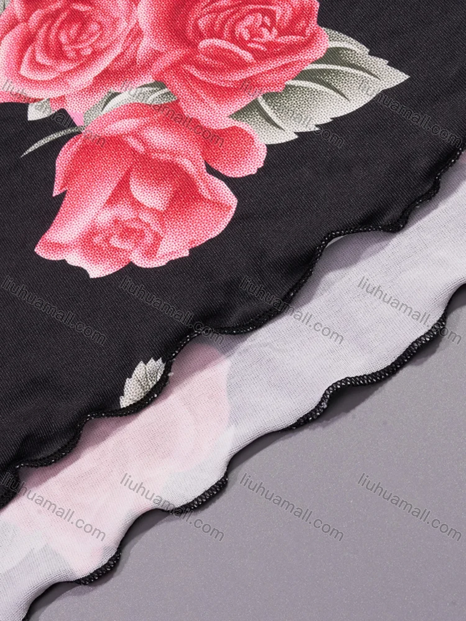 Wholesale Women's Comfy Milk Silk Floral Print Lettuce Trim Cami Lounge Midi Nightdress DM1105-02# - Liuhuamall