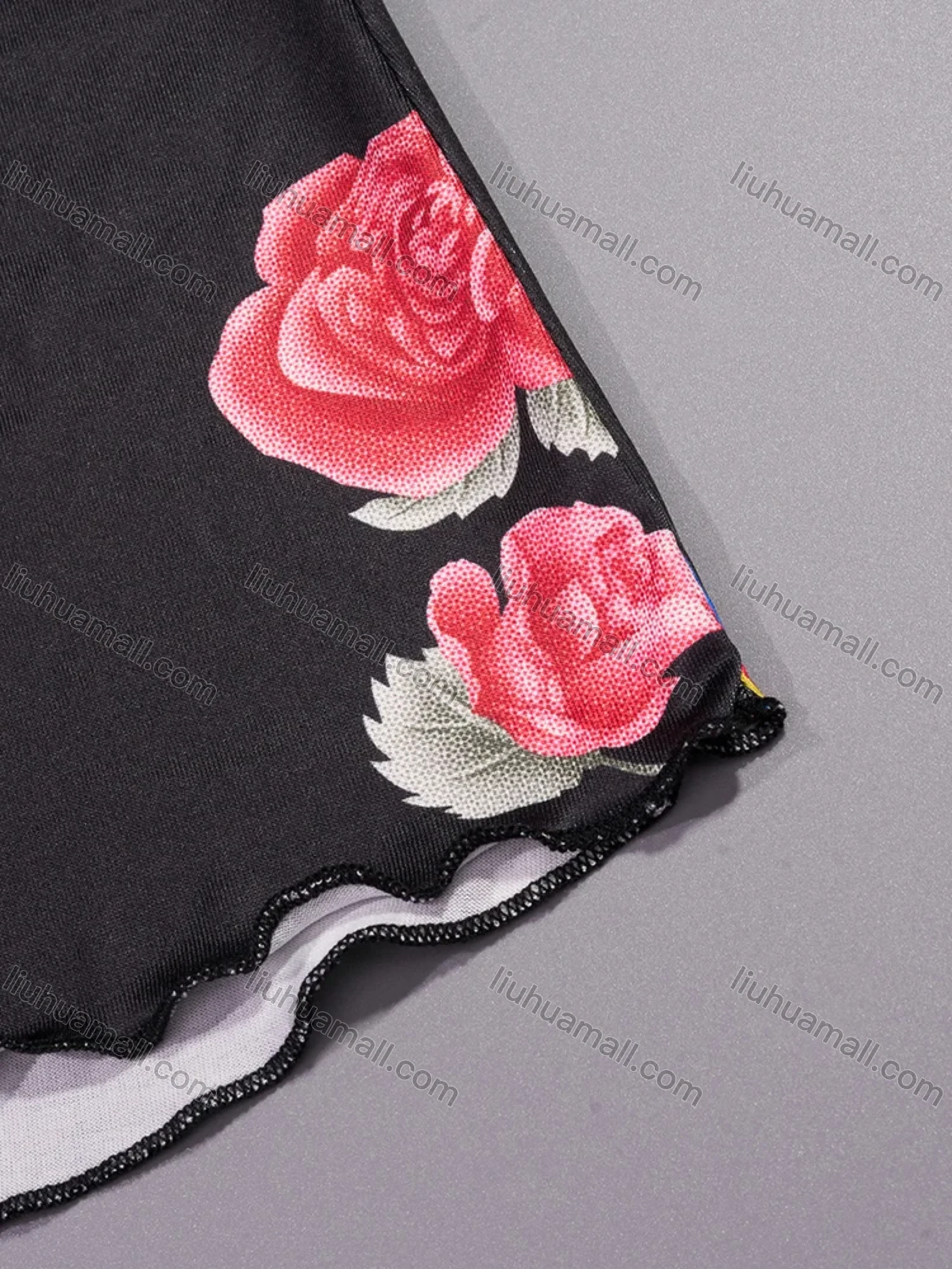 Wholesale Women's Comfy Milk Silk Floral Print Lettuce Trim Cami Lounge Midi Nightdress DM1105-02# - Liuhuamall