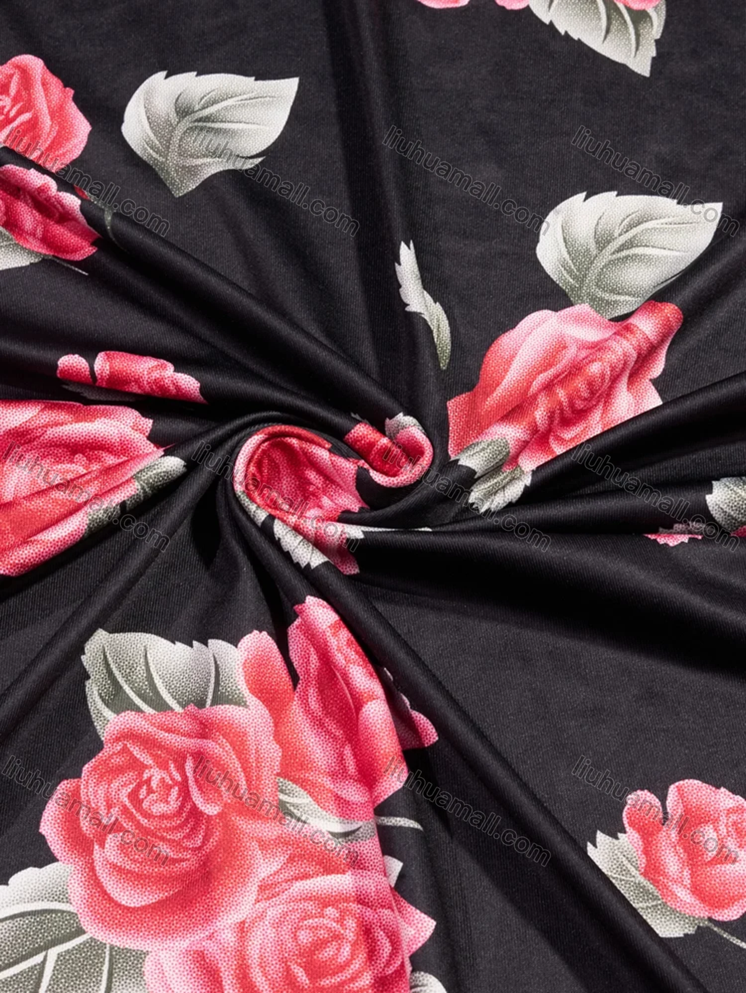 Wholesale Women's Comfy Milk Silk Floral Print Lettuce Trim Cami Lounge Midi Nightdress DM1105-02# - Liuhuamall