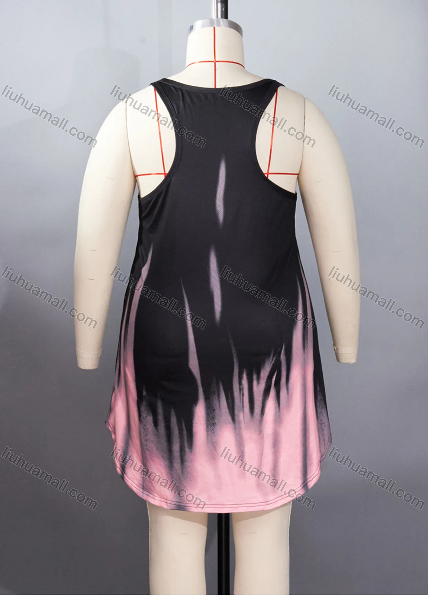 Wholesale Women's Milk Silk Butterfly Heart Gradient Crew Neck Curved Hem Lounge Tank Short Nightgown DM1205-02# - Liuhuamall