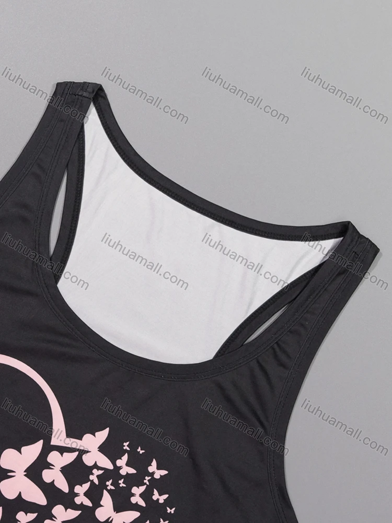 Wholesale Women's Milk Silk Butterfly Heart Gradient Crew Neck Curved Hem Lounge Tank Short Nightgown DM1205-02# - Liuhuamall