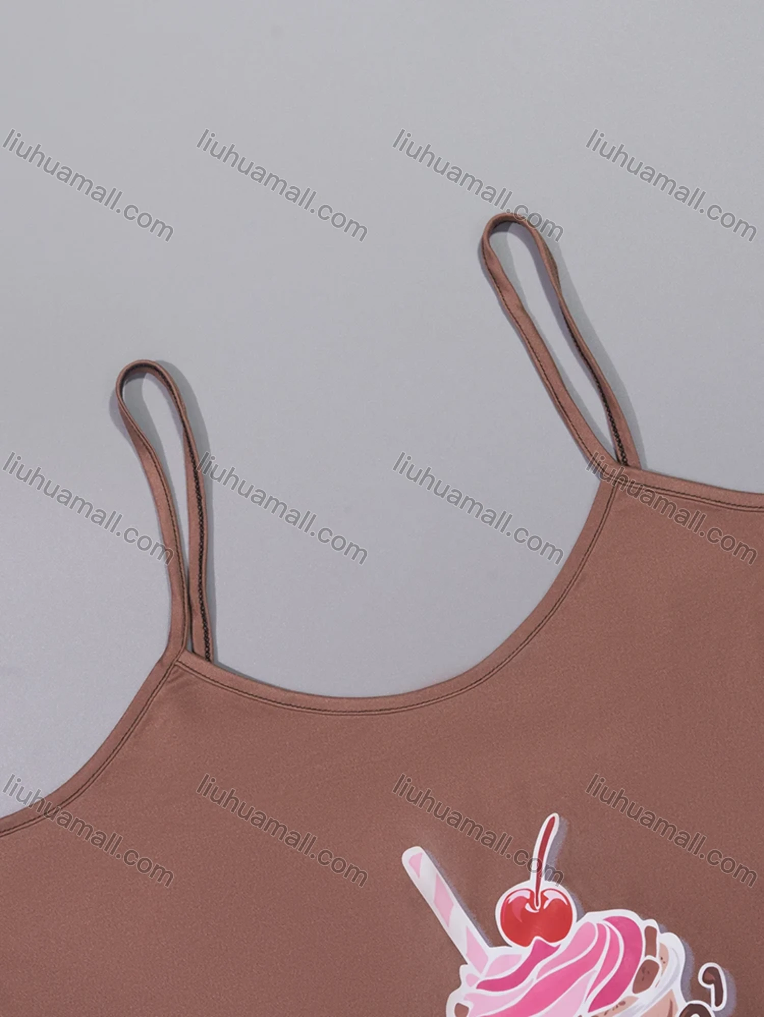 Wholesale Women's Comfy Milk Silk Graphic Letter Print Lettuce Trim Cami Lounge Short Nightdress DM1102-05# - Liuhuamall