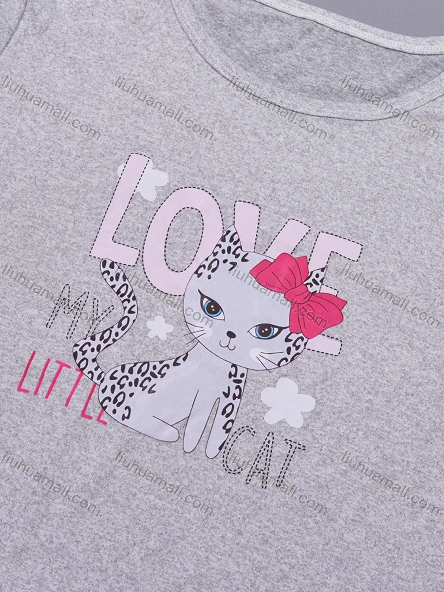 Wholesale Women's Milk Silk Cartoon Letter Print Short Sleeve Crew Neck Curved Hem Lounge Short Nightdress DM1303-07# - Liuhuamall