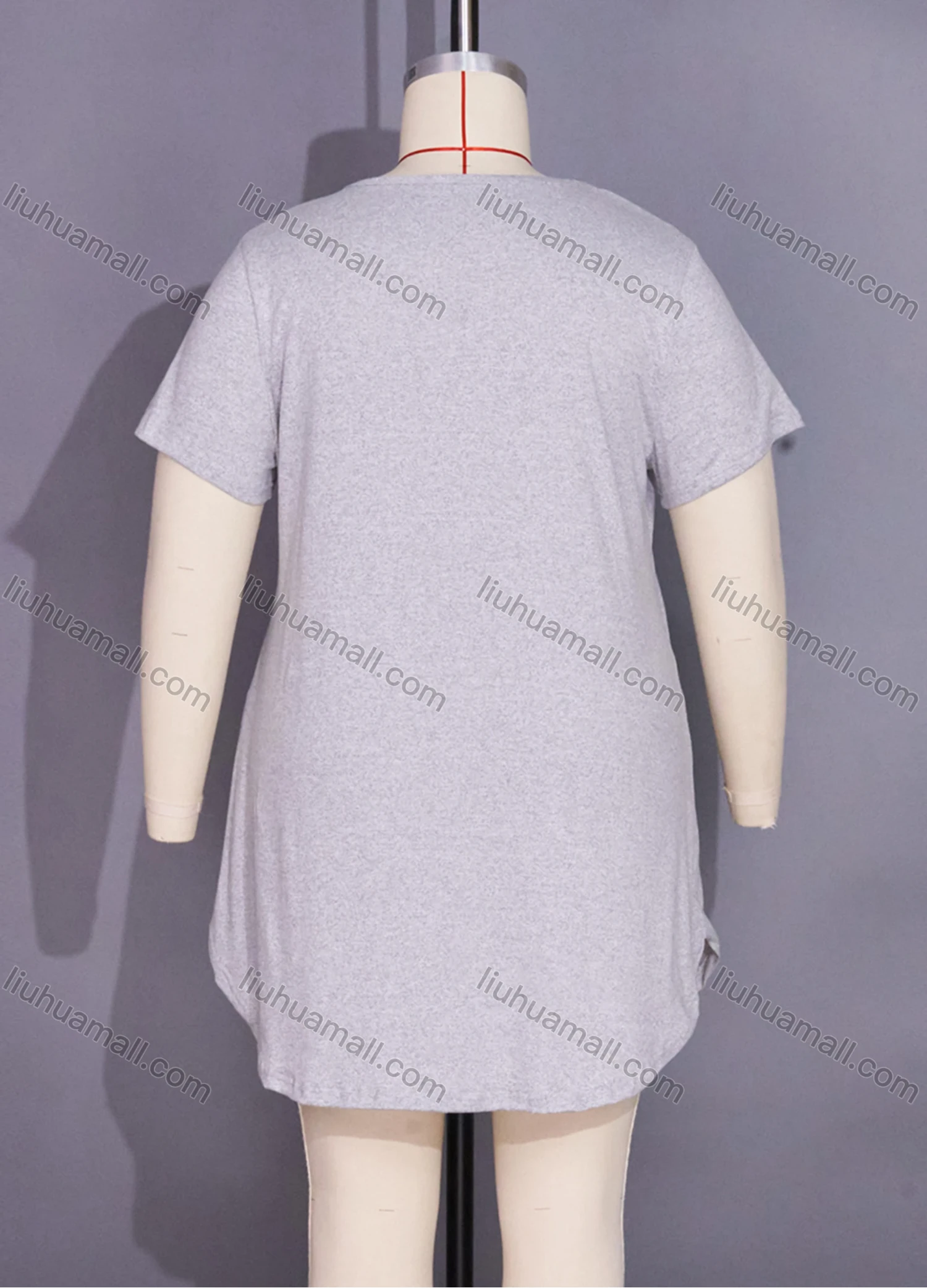 Wholesale Women's Milk Silk Cartoon Letter Print Short Sleeve Crew Neck Curved Hem Lounge Short Nightdress DM1303-07# - Liuhuamall