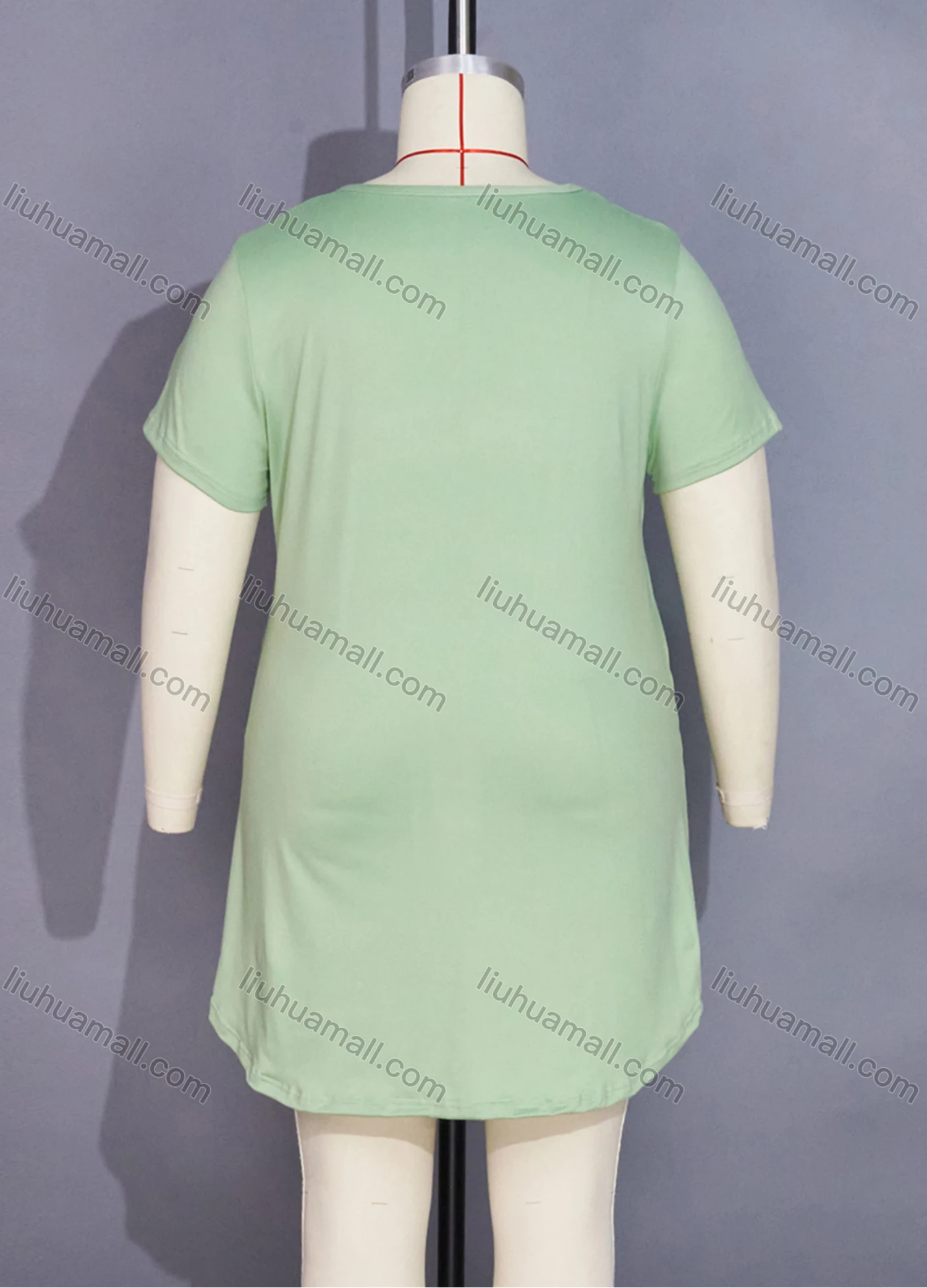 Wholesale Women's Milk Silk Butterfly Floral Letter Print Short Sleeve Crew Neck Curved Hem Lounge Short Nightdress DM1303-08# - Liuhuamall